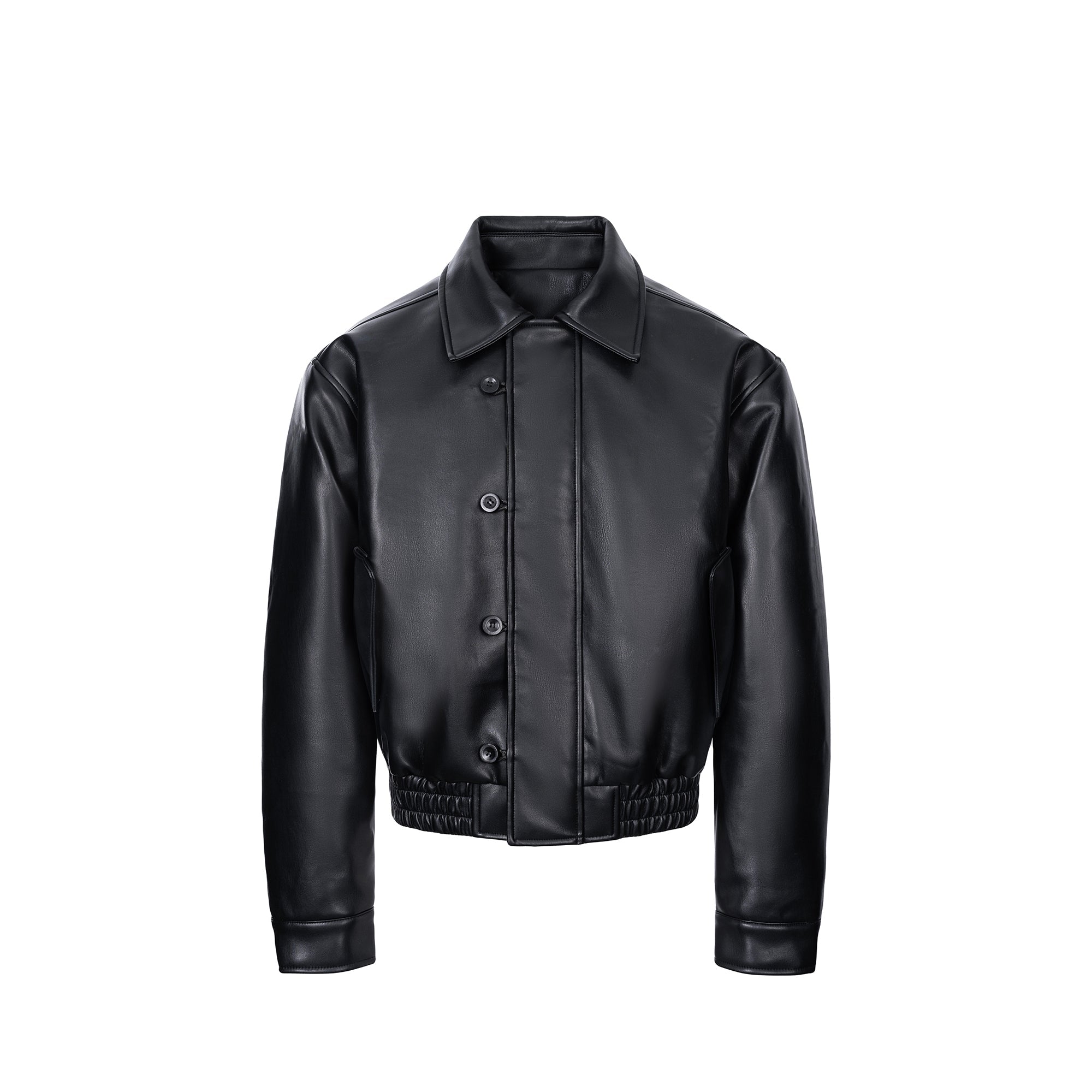 ESAIAS Retro Button-Up Faux Leather Puffer Jacket-Jacket-S-Free Shipping Leatheretro