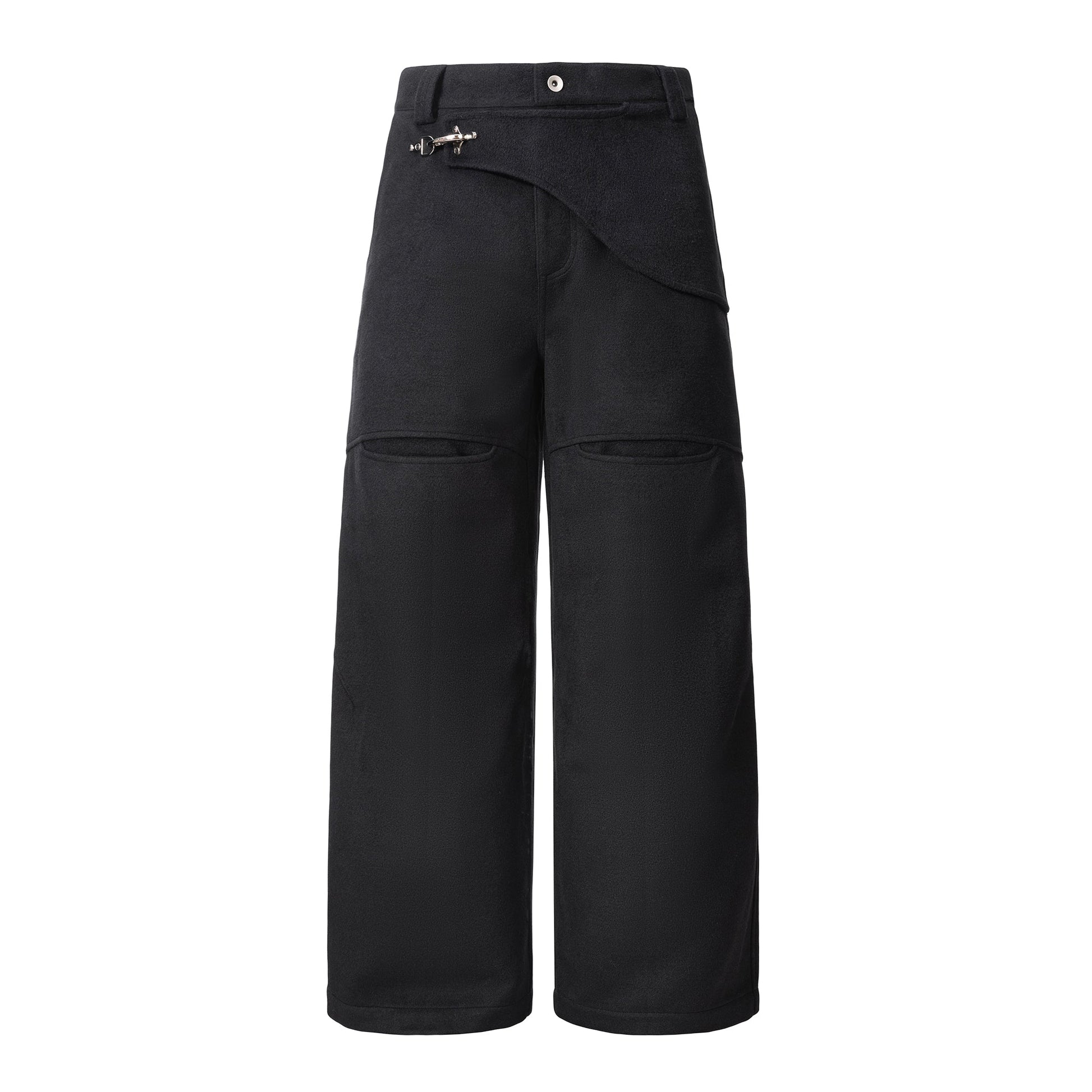 ESAIAS Harness-Lock Wool-Blend Wide-Leg Trousers-Pants-S-Free Shipping Leatheretro