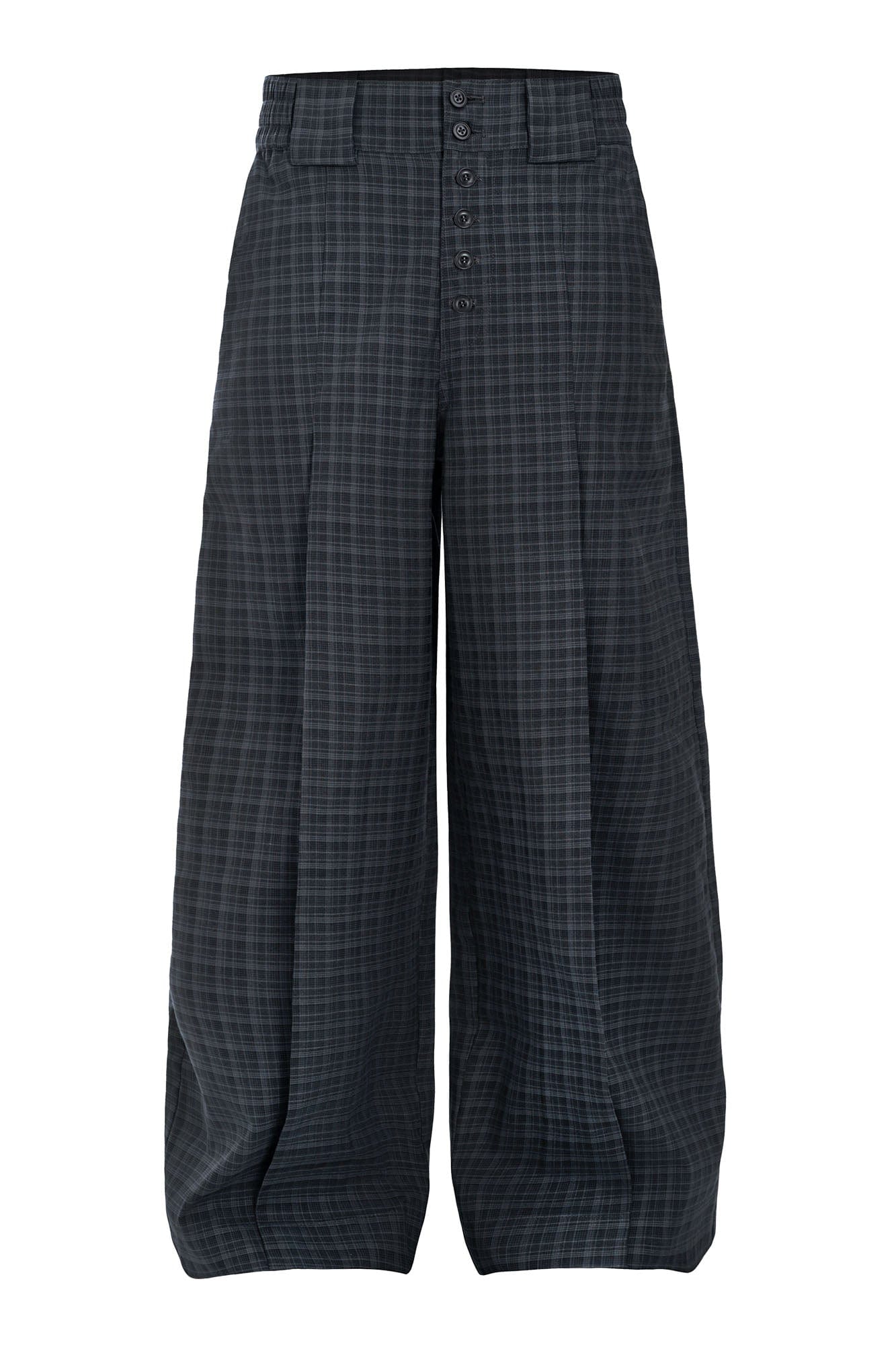 ESAIAS Retro Plaid Pleated Wide-Leg Pants-Pants-S-Free Shipping Leatheretro