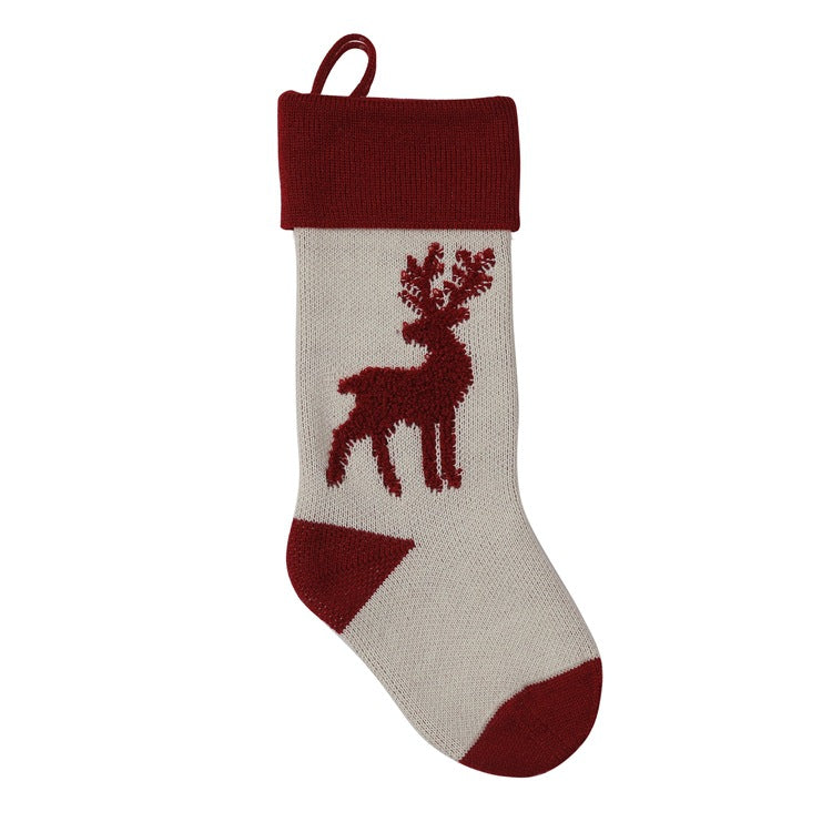 Elk Candy Bag Christmas Hanging Socks for Gifts 2pcs/set-Socks-Red + White-Free Shipping Leatheretro