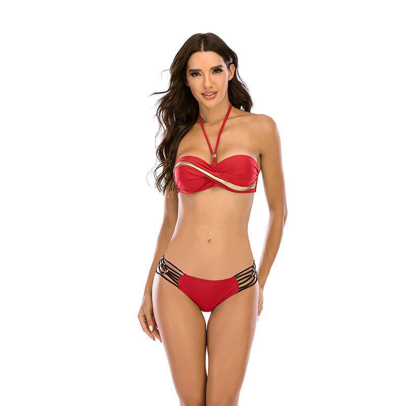 Women Halter Sexy Summer Beach Bikini-Women Swimwear-Red-S-Free Shipping Leatheretro