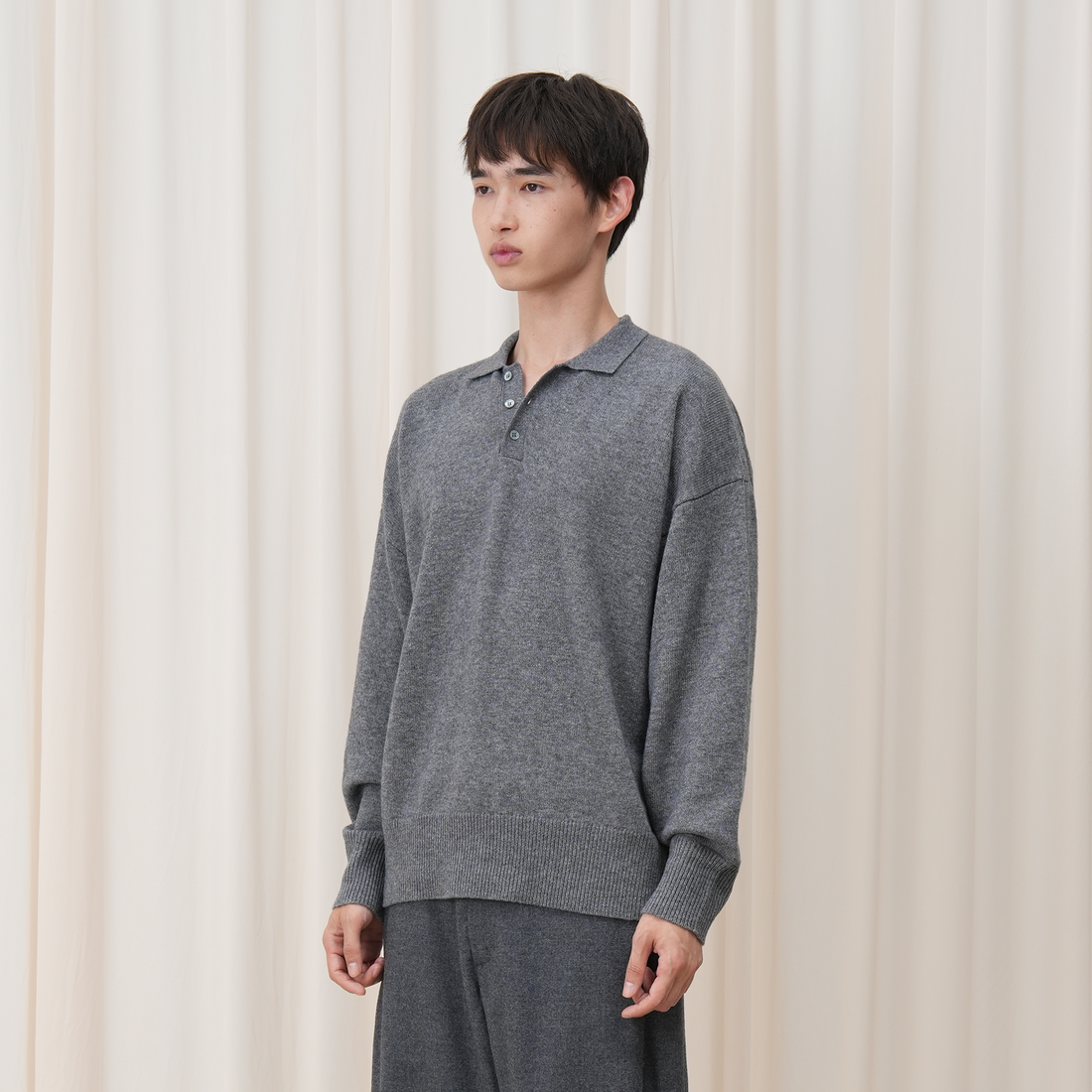 OUYANG WENJUN Essential Wool-Blend Polo Sweater