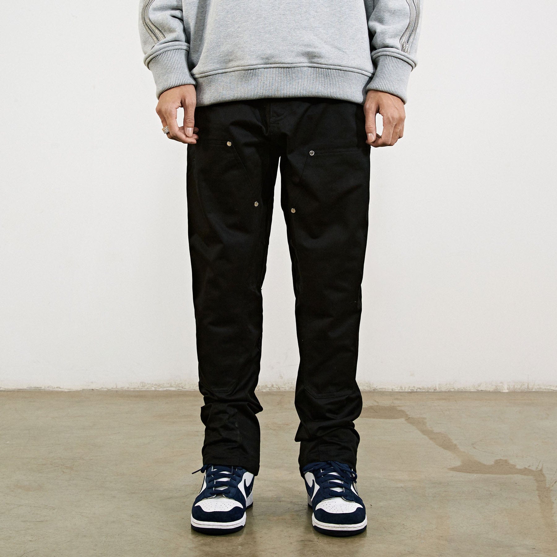 BONELESS Rivet Double-layered Back Zipper Pants-Pants-S-Brown-Free Shipping Leatheretro