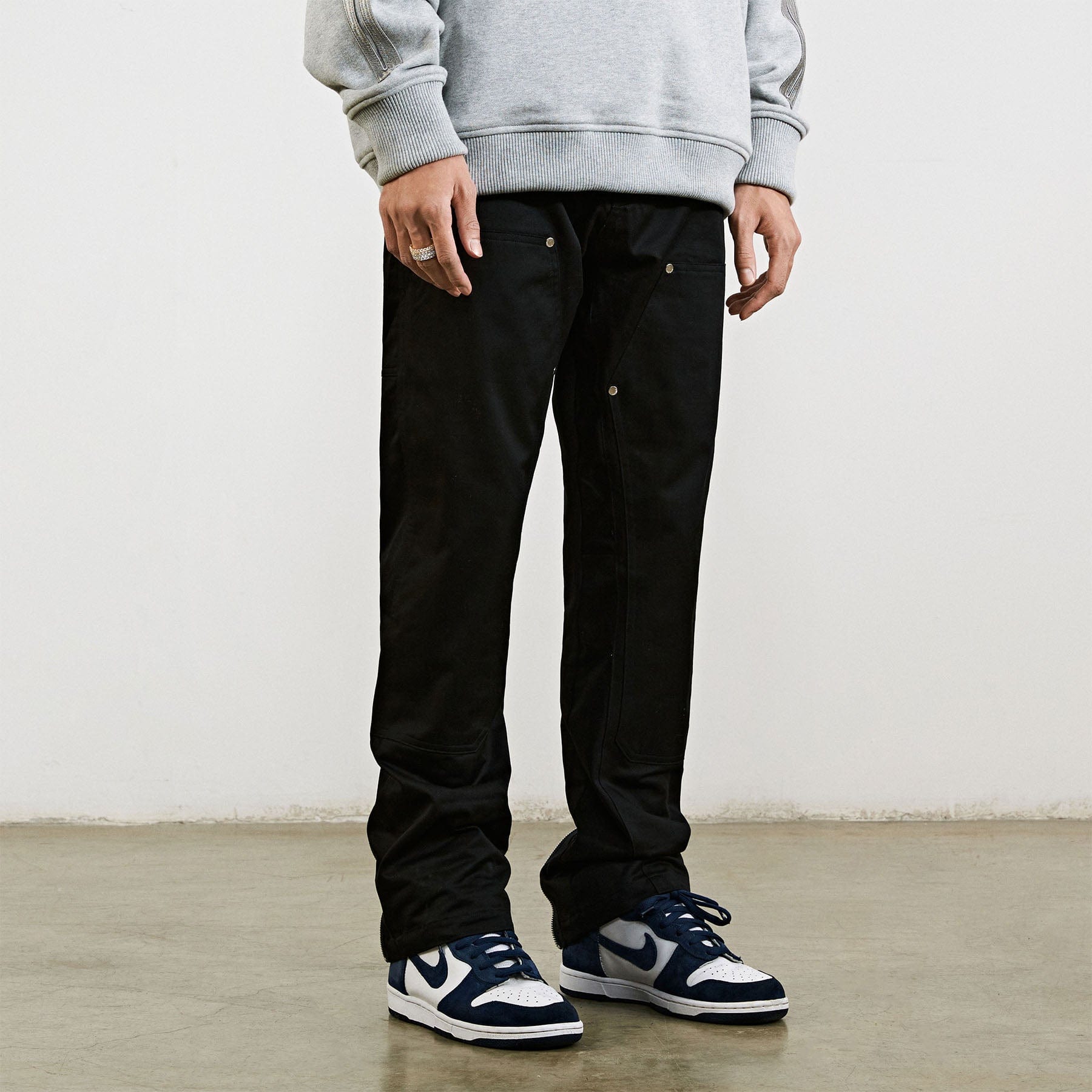 BONELESS Rivet Double-layered Back Zipper Pants-Pants-S-Brown-Free Shipping Leatheretro