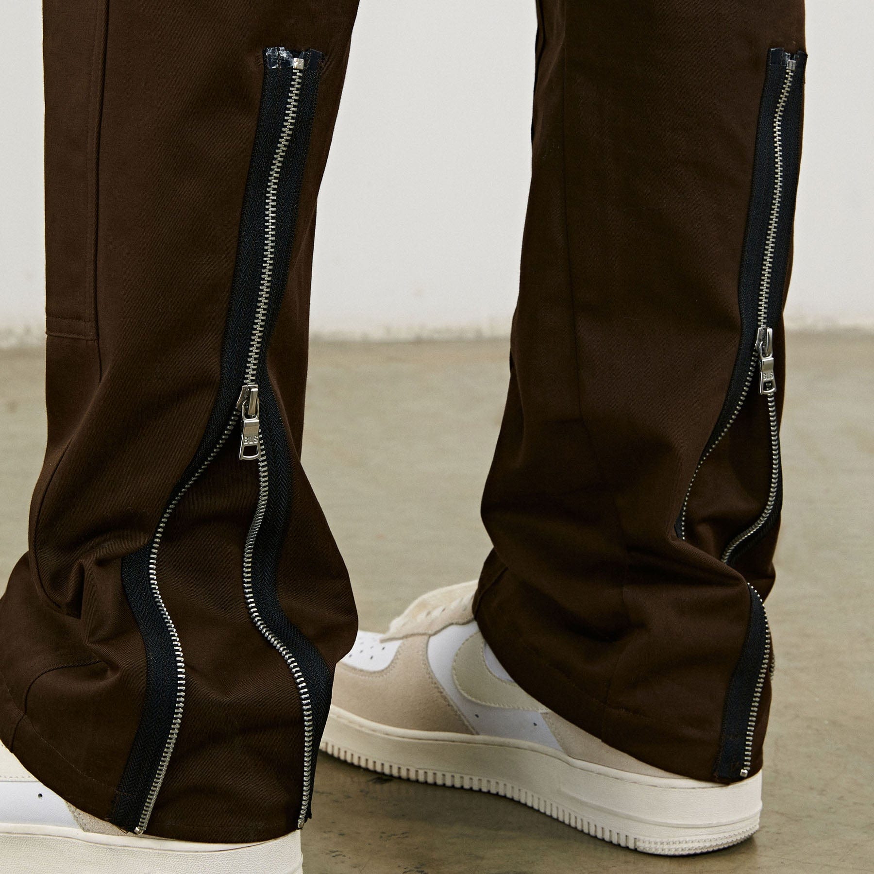 BONELESS Rivet Double-layered Back Zipper Pants-Pants-S-Brown-Free Shipping Leatheretro