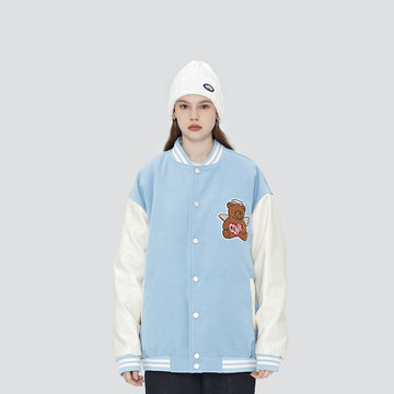 CONKLAB Angel Bear Varsity Jacket (Only Size S Left)-Jacket-S-Blue-Free Shipping Leatheretro