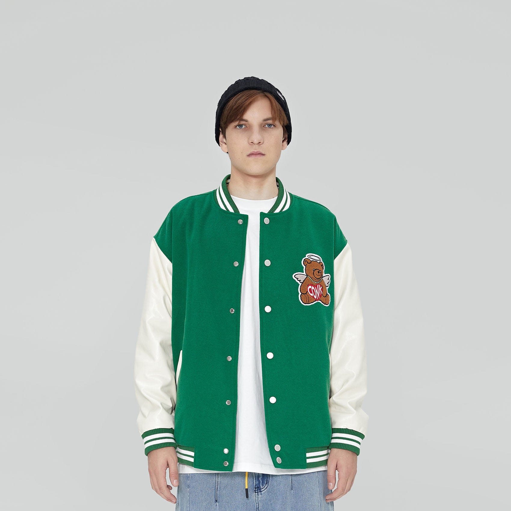 CONKLAB Angel Bear Varsity Jacket (Only Size S Left)-Jacket-S-Blue-Free Shipping Leatheretro