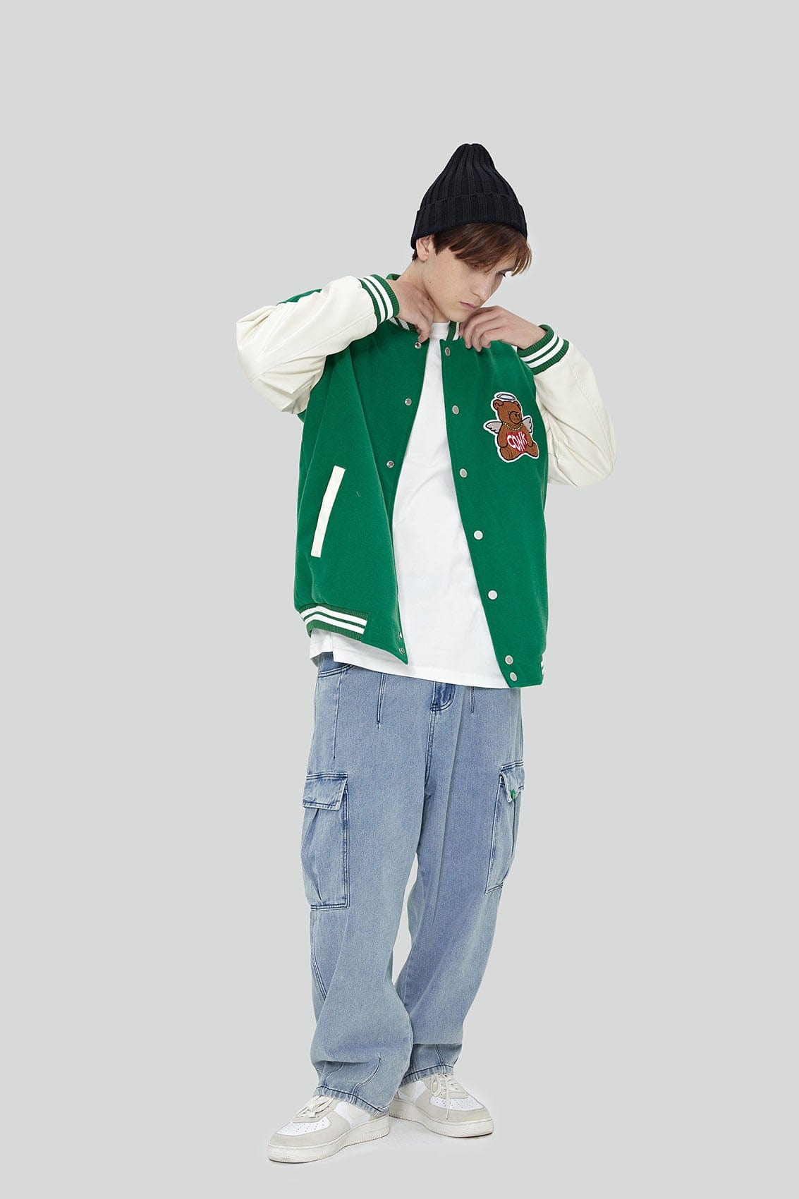 CONKLAB Angel Bear Varsity Jacket (Only Size S Left)-Jacket-S-Blue-Free Shipping Leatheretro