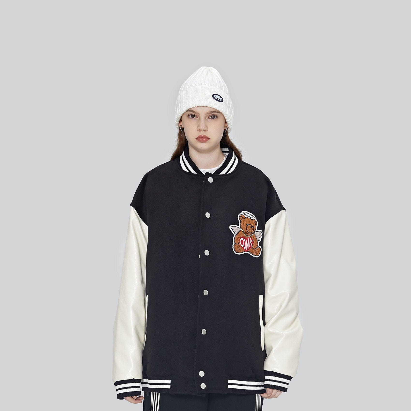 CONKLAB Angel Bear Varsity Jacket (Only Size S Left)-Jacket-S-Blue-Free Shipping Leatheretro