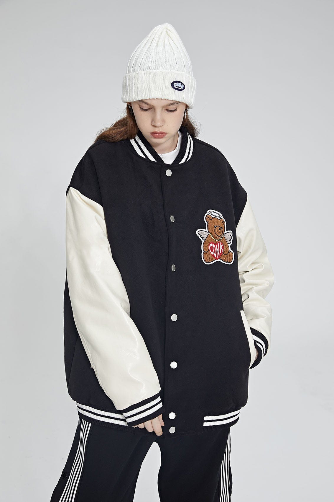 CONKLAB Angel Bear Varsity Jacket (Only Size S Left)-Jacket-S-Blue-Free Shipping Leatheretro