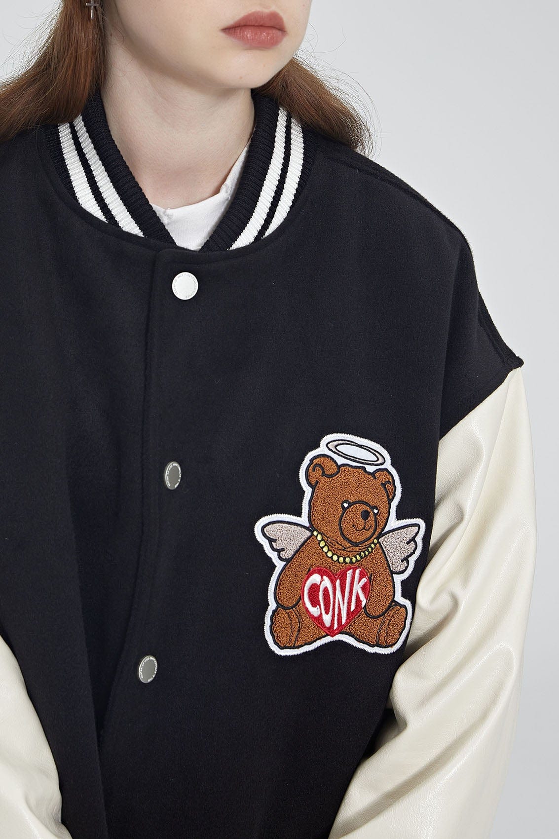CONKLAB Angel Bear Varsity Jacket (Only Size S Left)-Jacket-S-Blue-Free Shipping Leatheretro