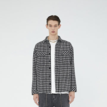 BONELESS Houndstooth Tweed Jacket-Jacket-S-Free Shipping Leatheretro