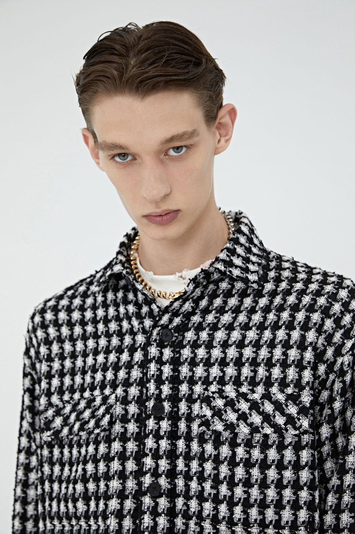BONELESS Houndstooth Tweed Jacket-Jacket-S-Free Shipping Leatheretro