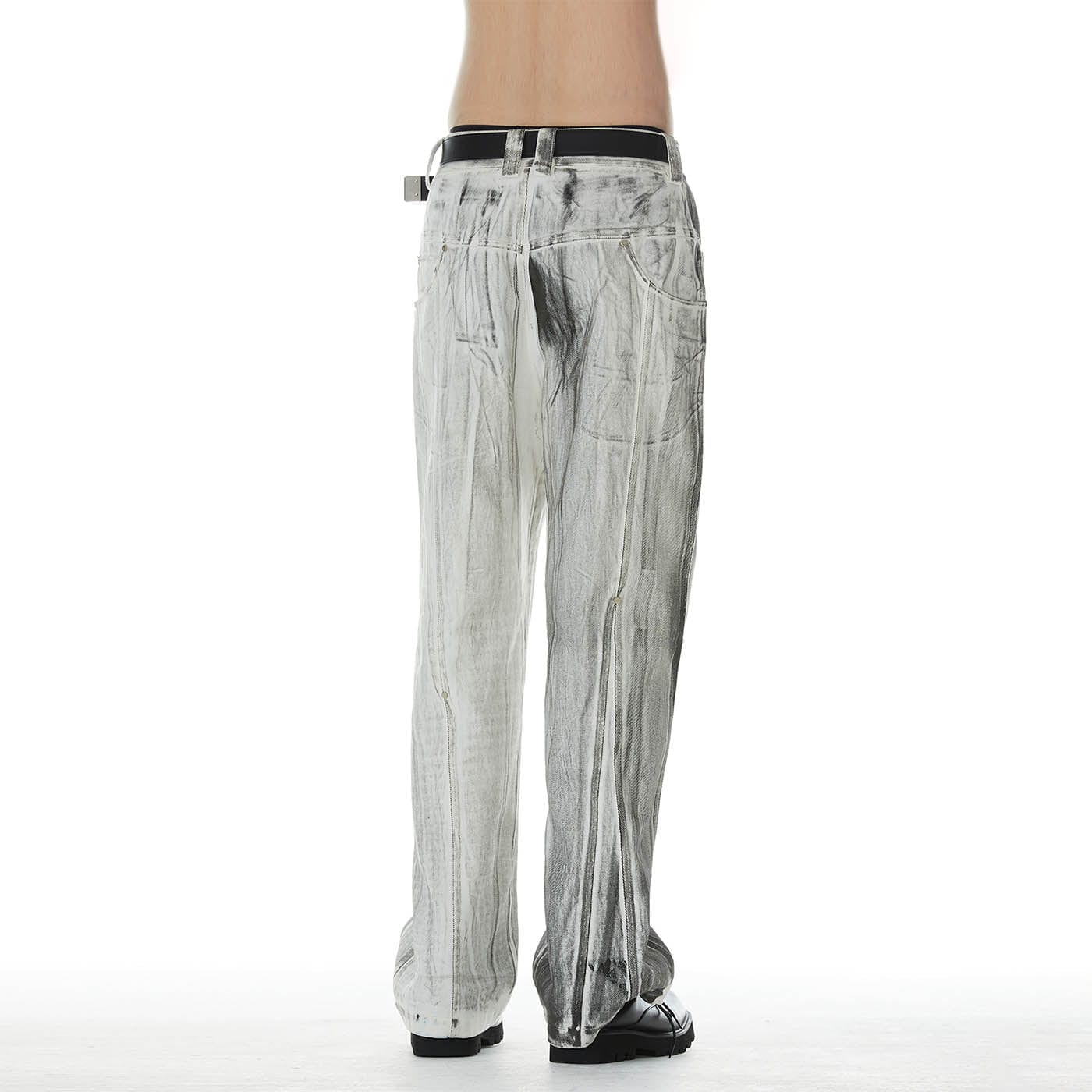 FACEONLAB Gradient Brush-Painted Jeans-Jeans-M-Black-Free Shipping Leatheretro