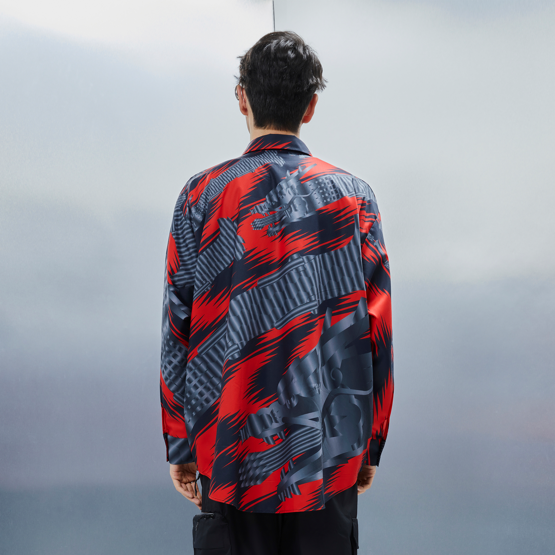 MASH UP ASIA Abstract Stripe Oversized Shirt-Shirt-M-Blue-Free Shipping Leatheretro