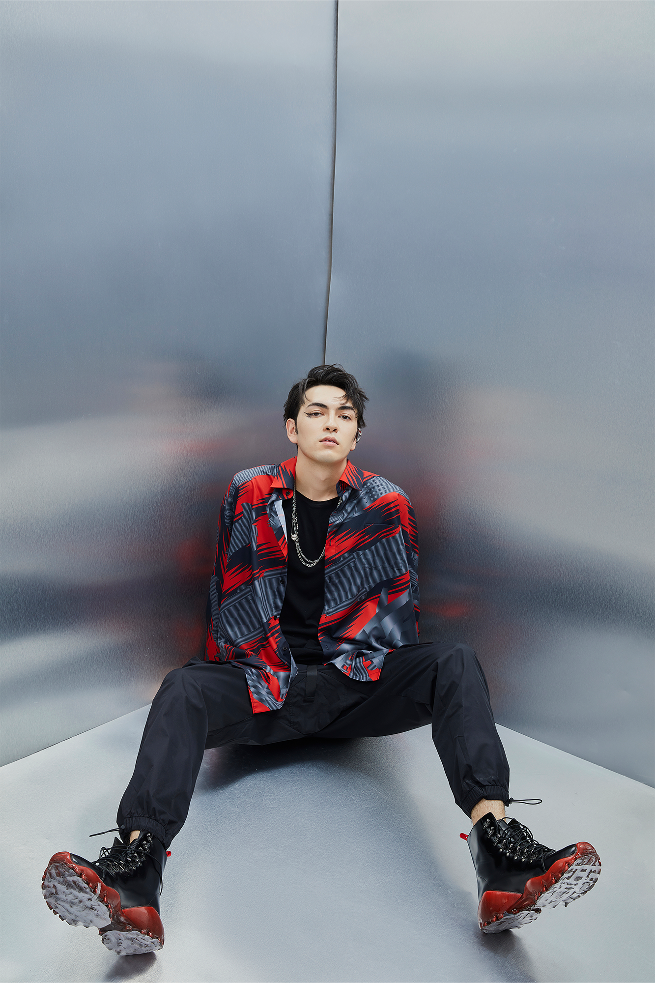MASH UP ASIA Abstract Stripe Oversized Shirt-Shirt-M-Blue-Free Shipping Leatheretro