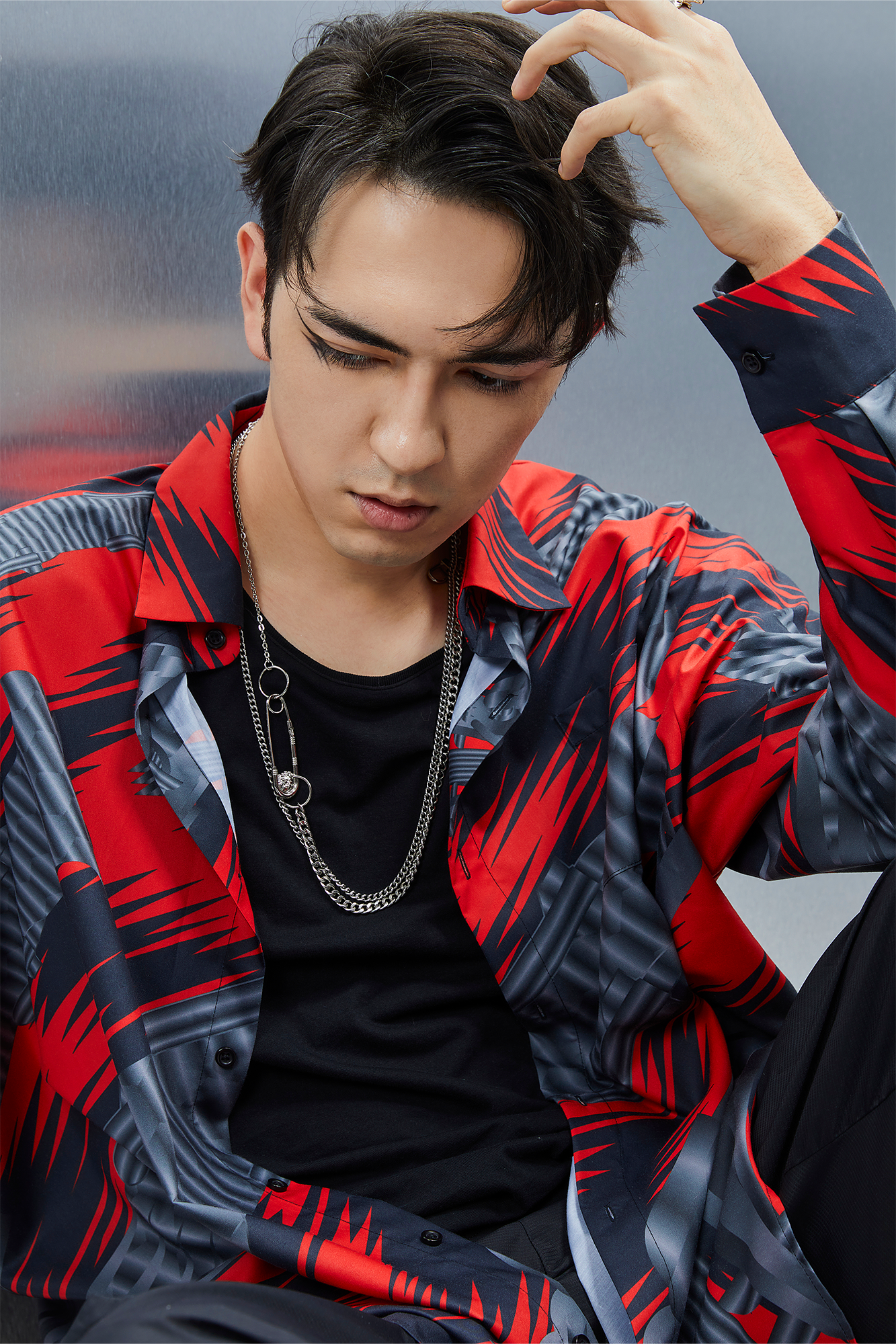 MASH UP ASIA Abstract Stripe Oversized Shirt-Shirt-M-Blue-Free Shipping Leatheretro