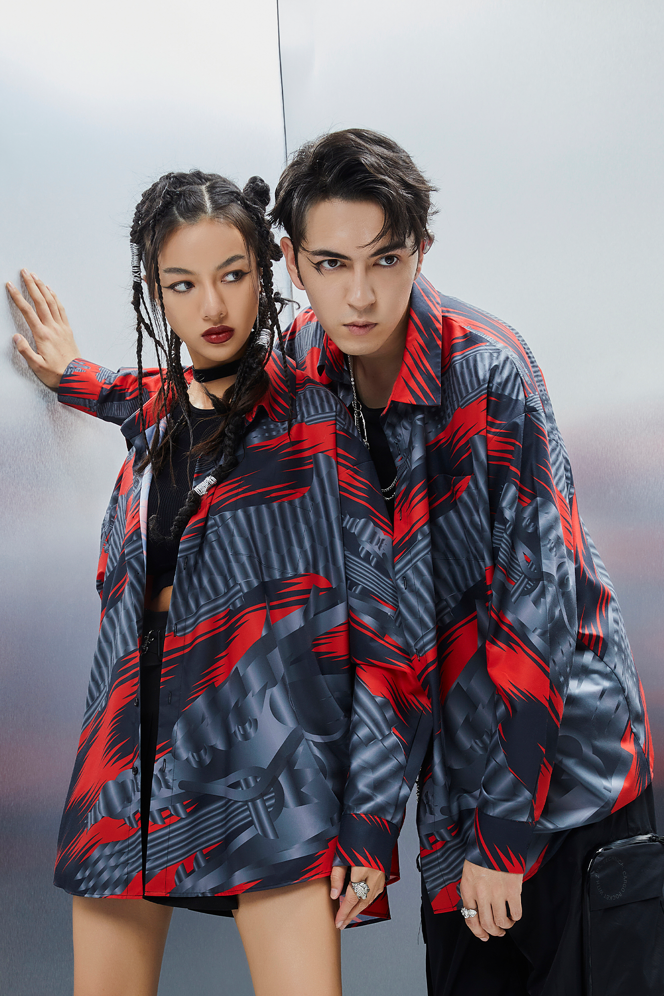 MASH UP ASIA Abstract Stripe Oversized Shirt-Shirt-M-Blue-Free Shipping Leatheretro