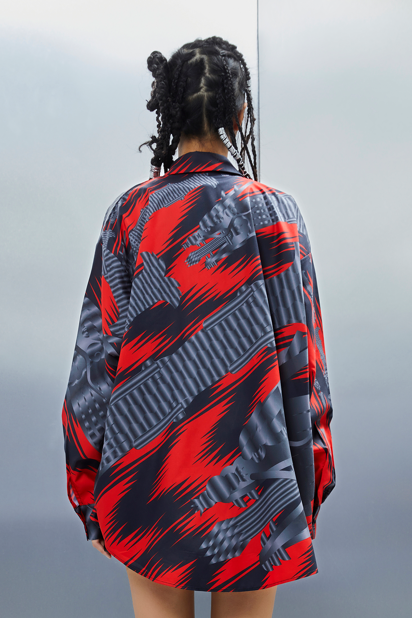 MASH UP ASIA Abstract Stripe Oversized Shirt-Shirt-M-Blue-Free Shipping Leatheretro