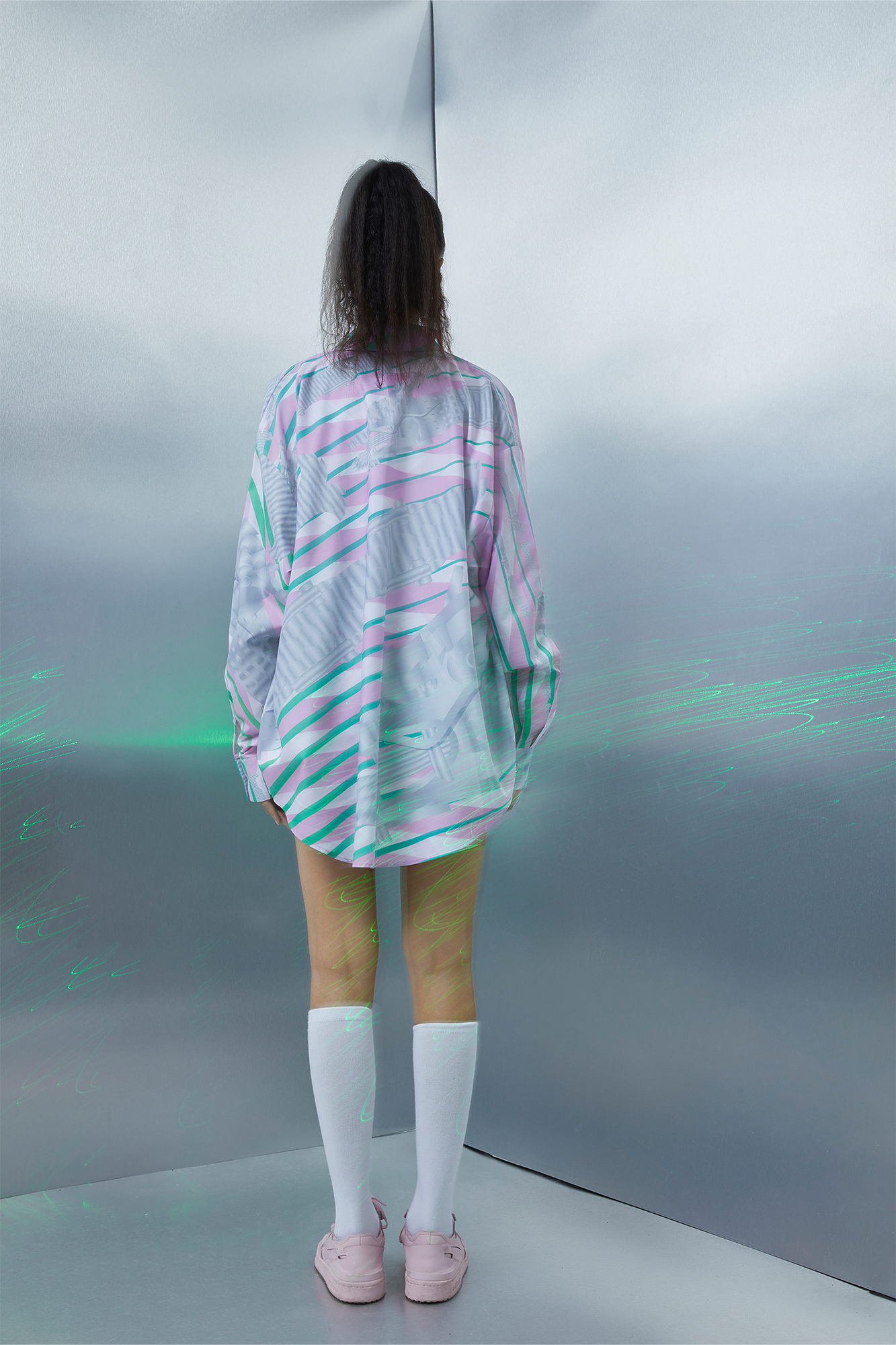 MASH UP ASIA Abstract Stripe Oversized Shirt-Shirt-M-Blue-Free Shipping Leatheretro