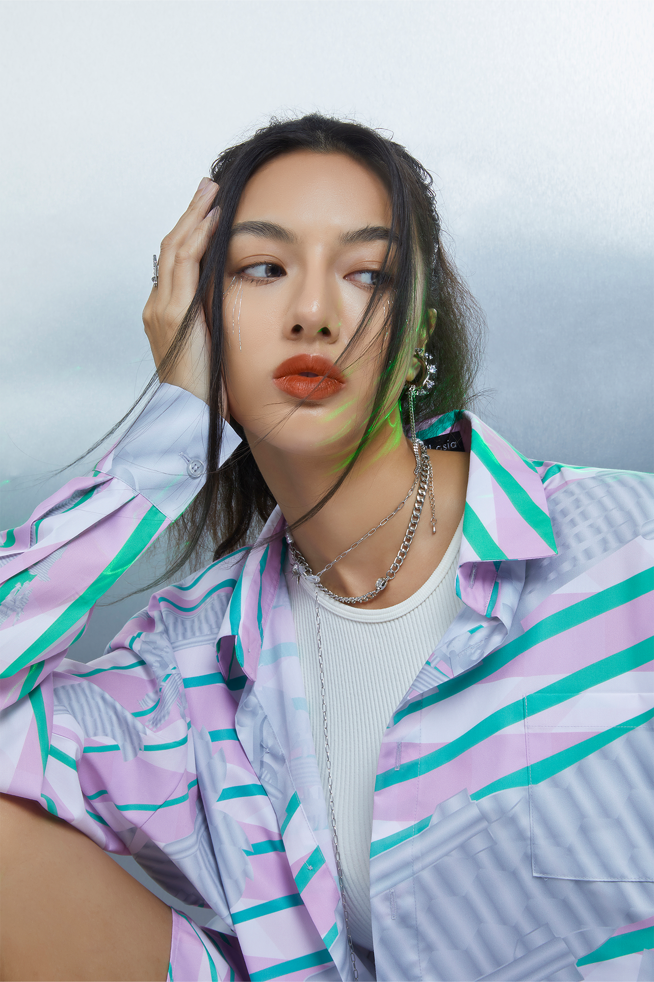 MASH UP ASIA Abstract Stripe Oversized Shirt-Shirt-M-Blue-Free Shipping Leatheretro