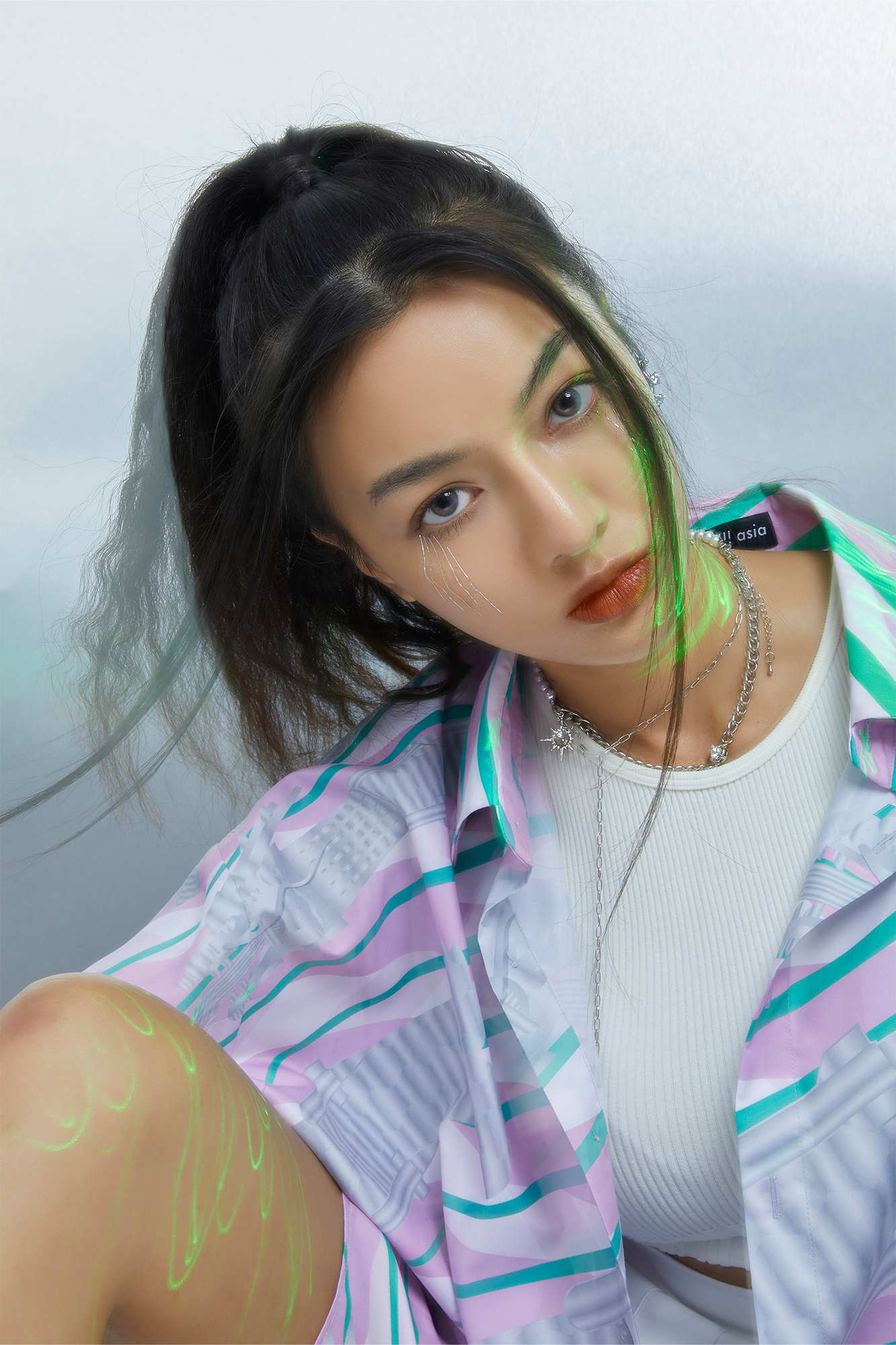 MASH UP ASIA Abstract Stripe Oversized Shirt-Shirt-M-Blue-Free Shipping Leatheretro