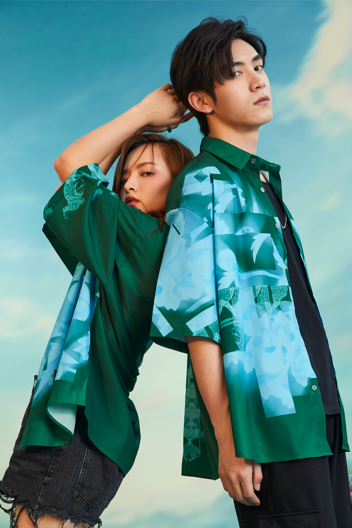 MASH UP ASIA Poppy Full-Print Half Shirt-Half shirt-M-Gray-Free Shipping Leatheretro