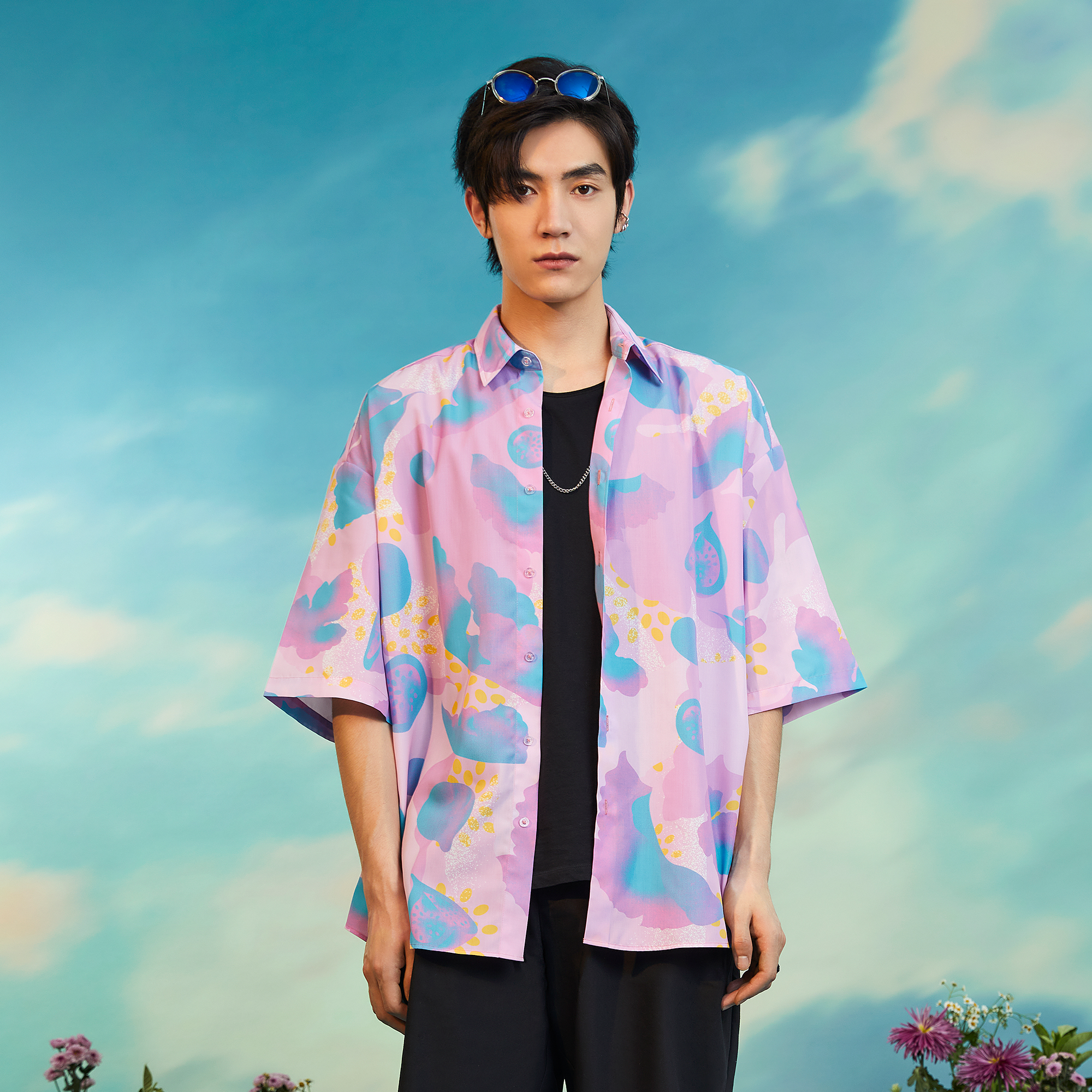 MASH UP ASIA Fig Graphic Half Shirt-Half shirt-M-Pink-Free Shipping Leatheretro