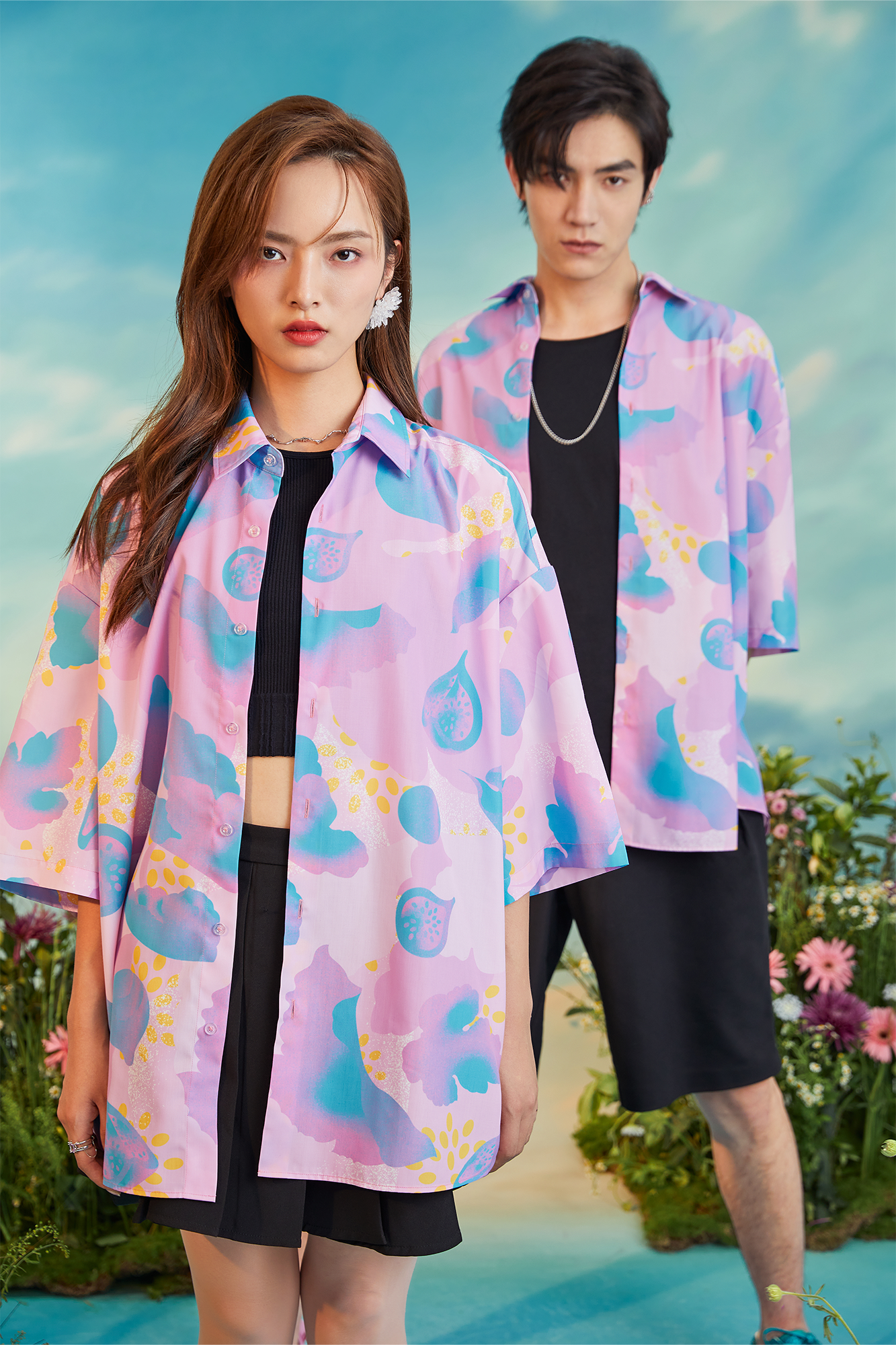 MASH UP ASIA Fig Graphic Half Shirt-Half shirt-M-Green-Free Shipping Leatheretro