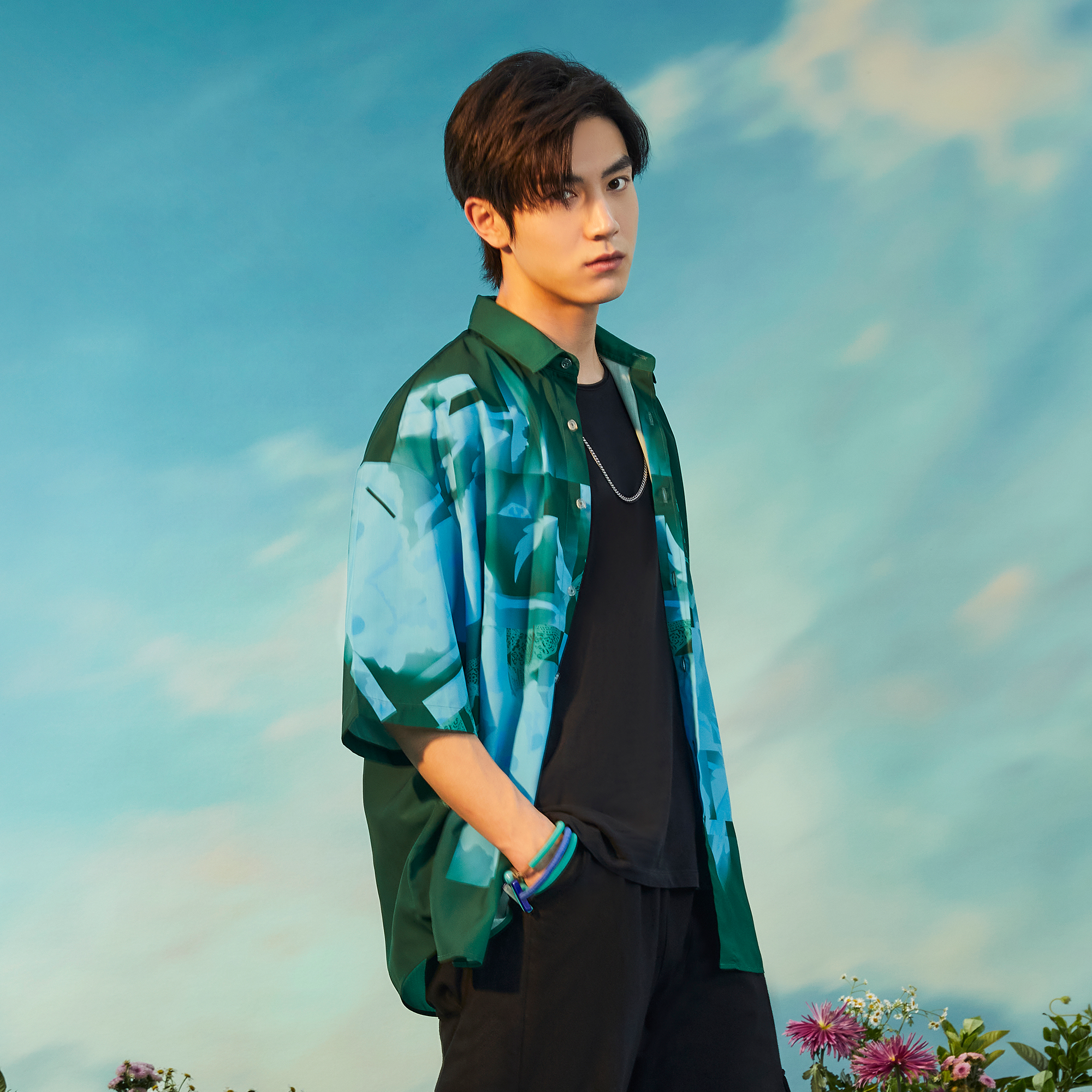 MASH UP ASIA Poppy Full-Print Half Shirt-Half shirt-M-Gray-Free Shipping Leatheretro