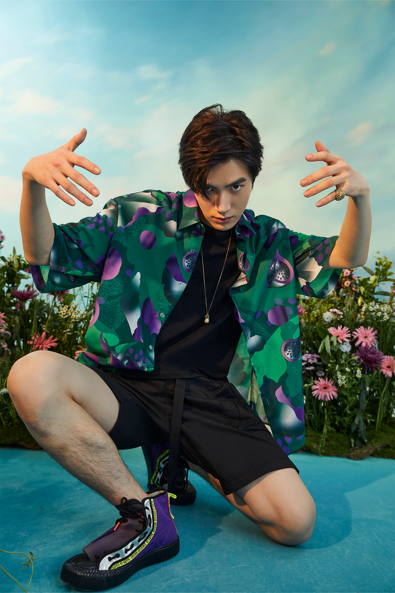 MASH UP ASIA Fig Graphic Half Shirt-Half shirt-M-Green-Free Shipping Leatheretro