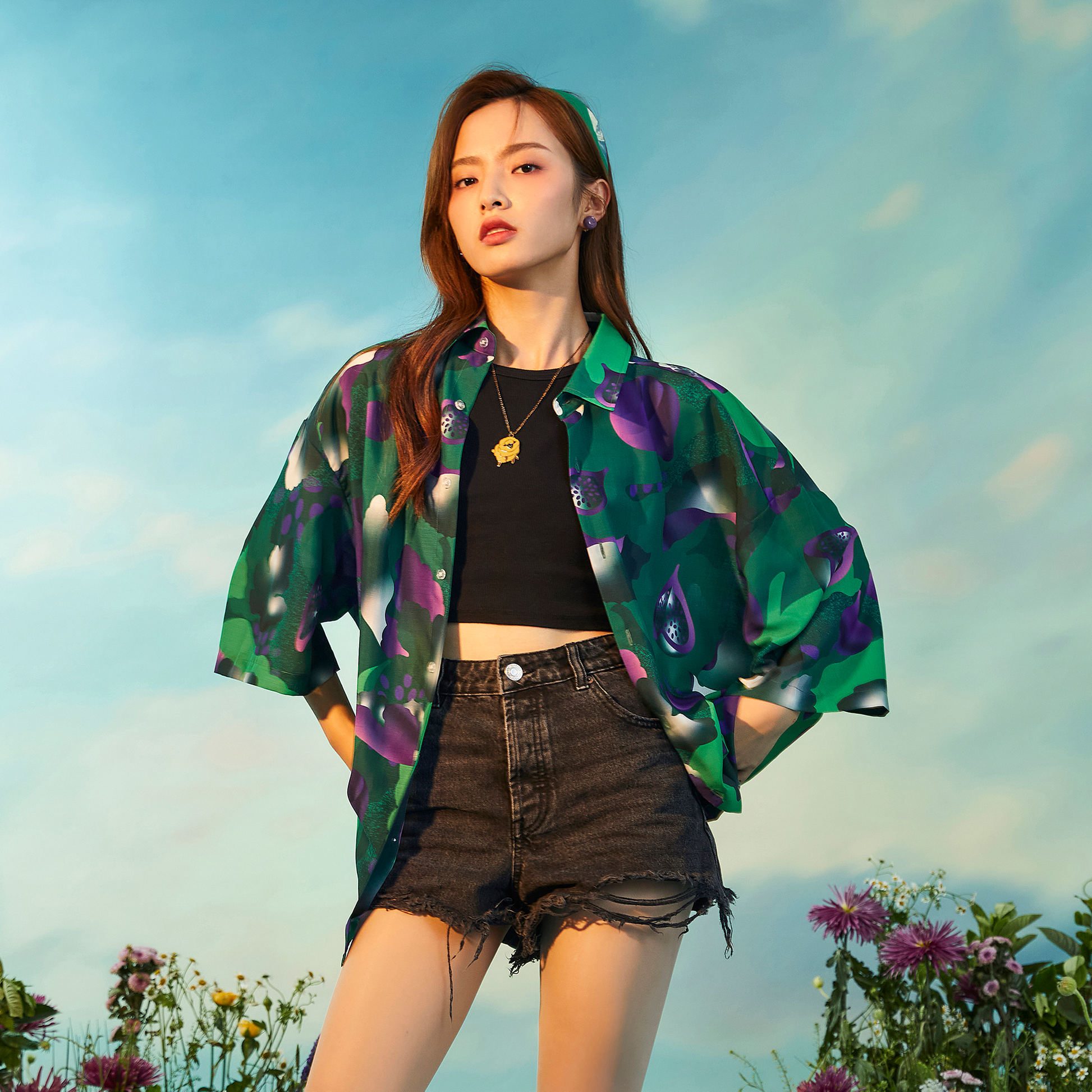 MASH UP ASIA Fig Graphic Half Shirt-Half shirt-M-Green-Free Shipping Leatheretro