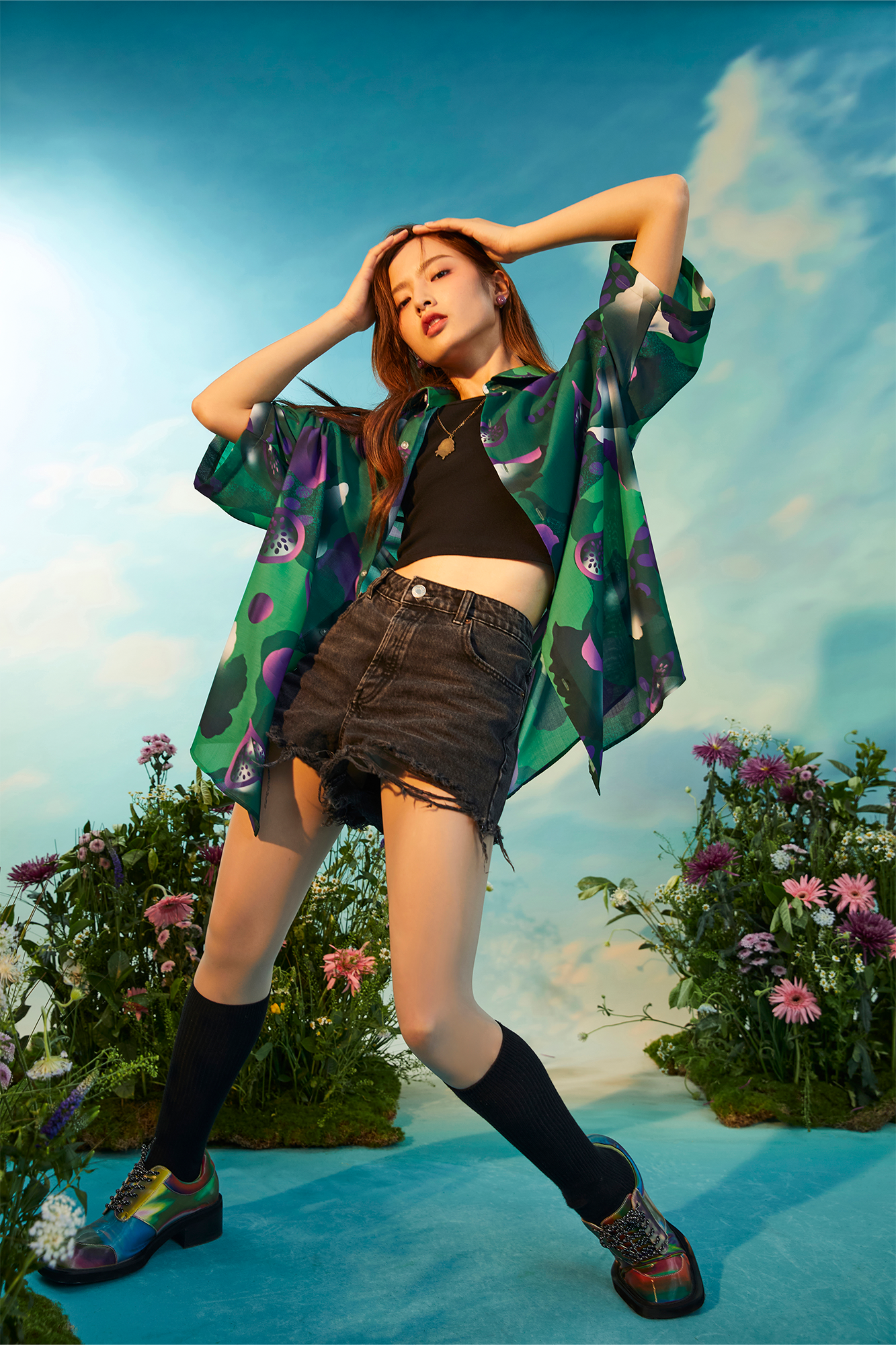 MASH UP ASIA Fig Graphic Half Shirt-Half shirt-M-Green-Free Shipping Leatheretro