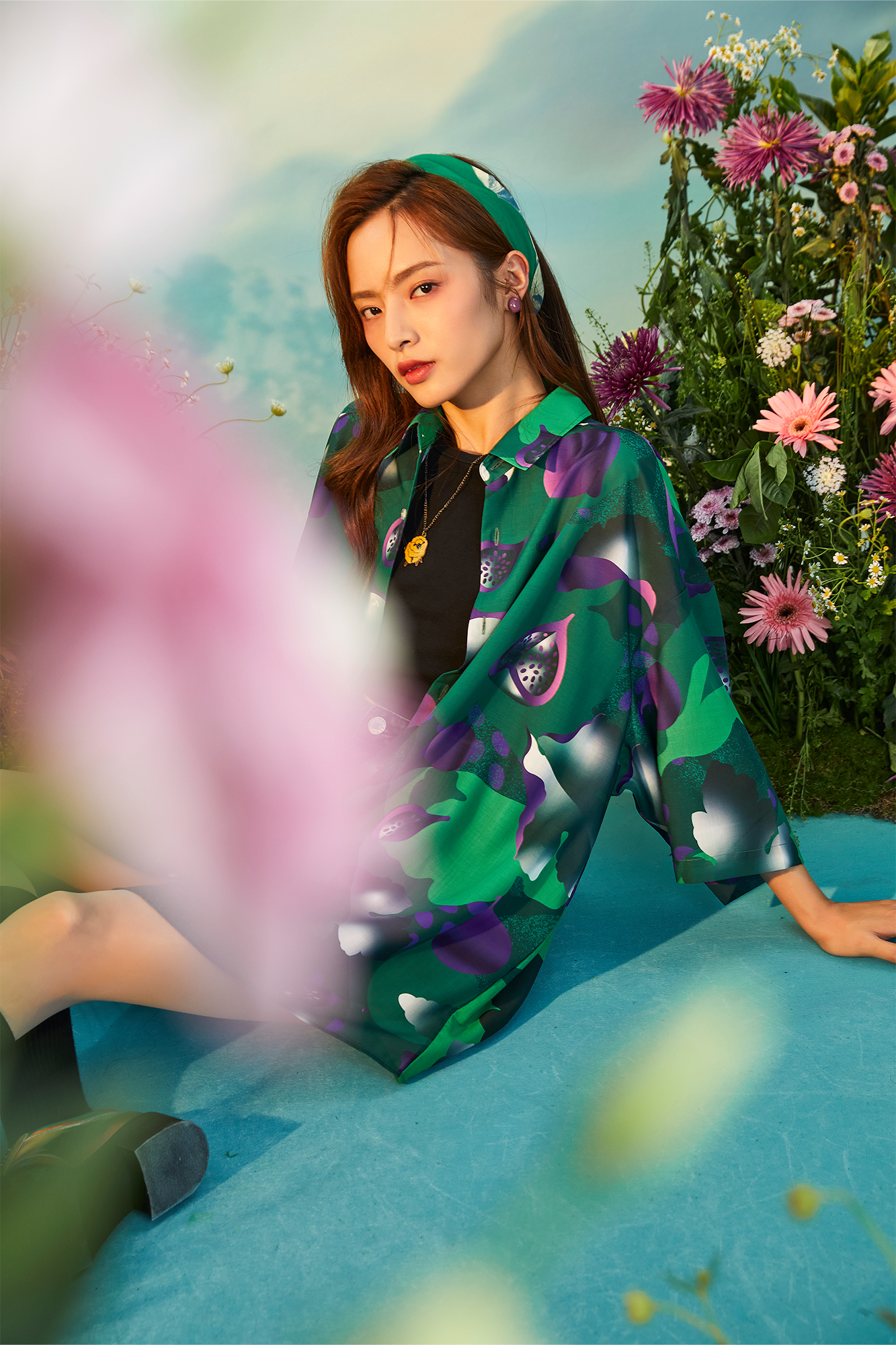 MASH UP ASIA Fig Graphic Half Shirt-Half shirt-M-Green-Free Shipping Leatheretro