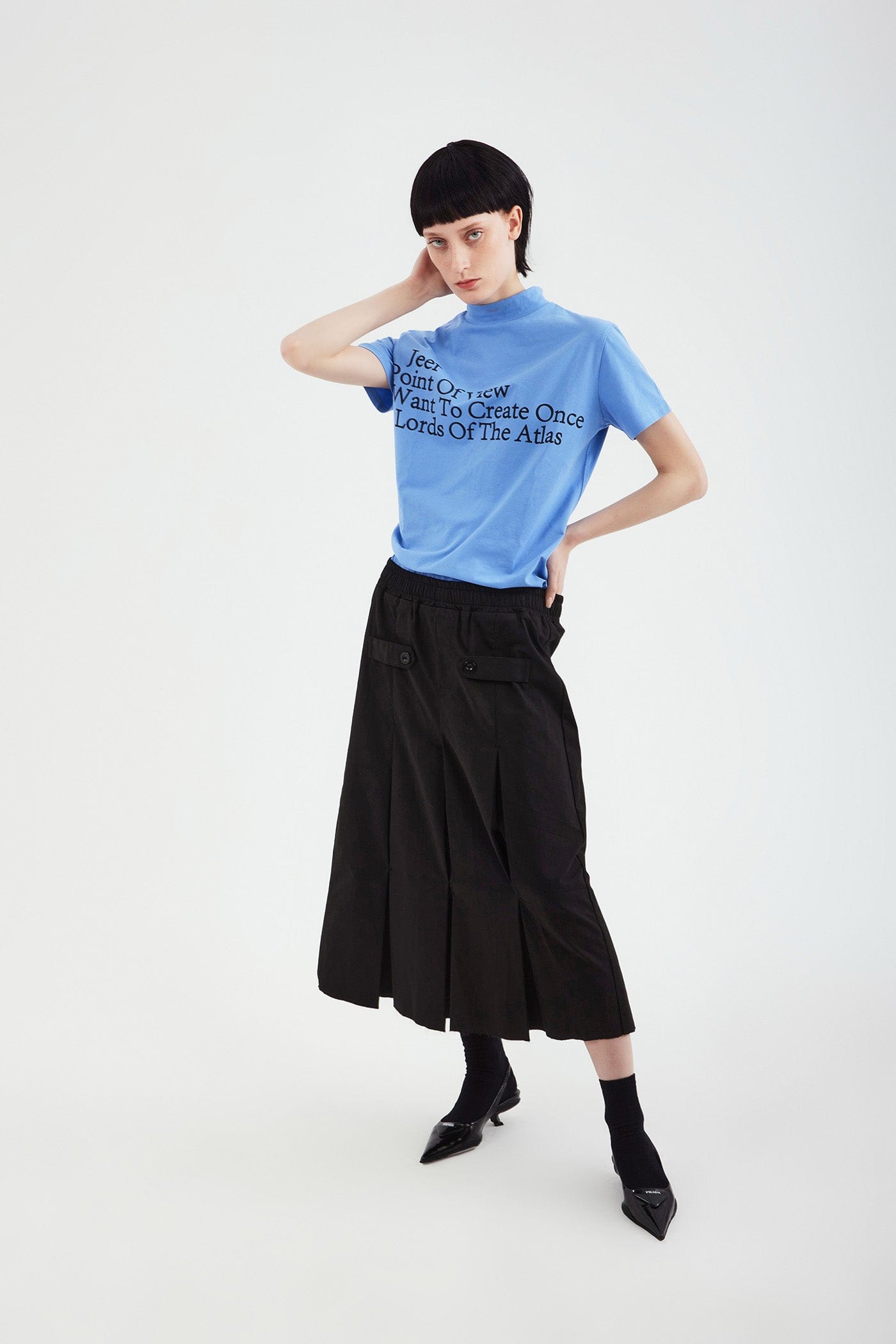 ARTIFICIAL WORLD Slogan Mock Neck T-Shirt-T Shirt-XS-Black-Free Shipping Leatheretro