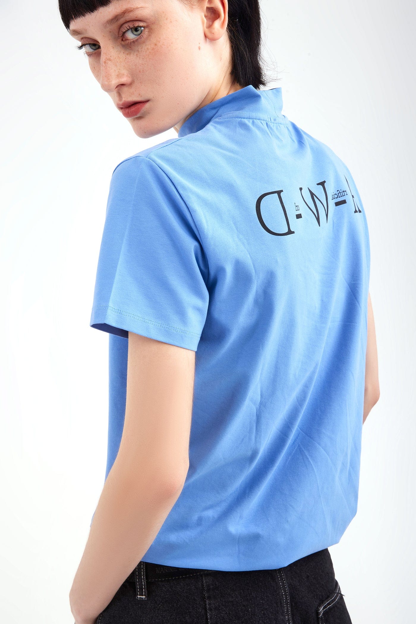 ARTIFICIAL WORLD Slogan Mock Neck T-Shirt-T Shirt-XS-Black-Free Shipping Leatheretro