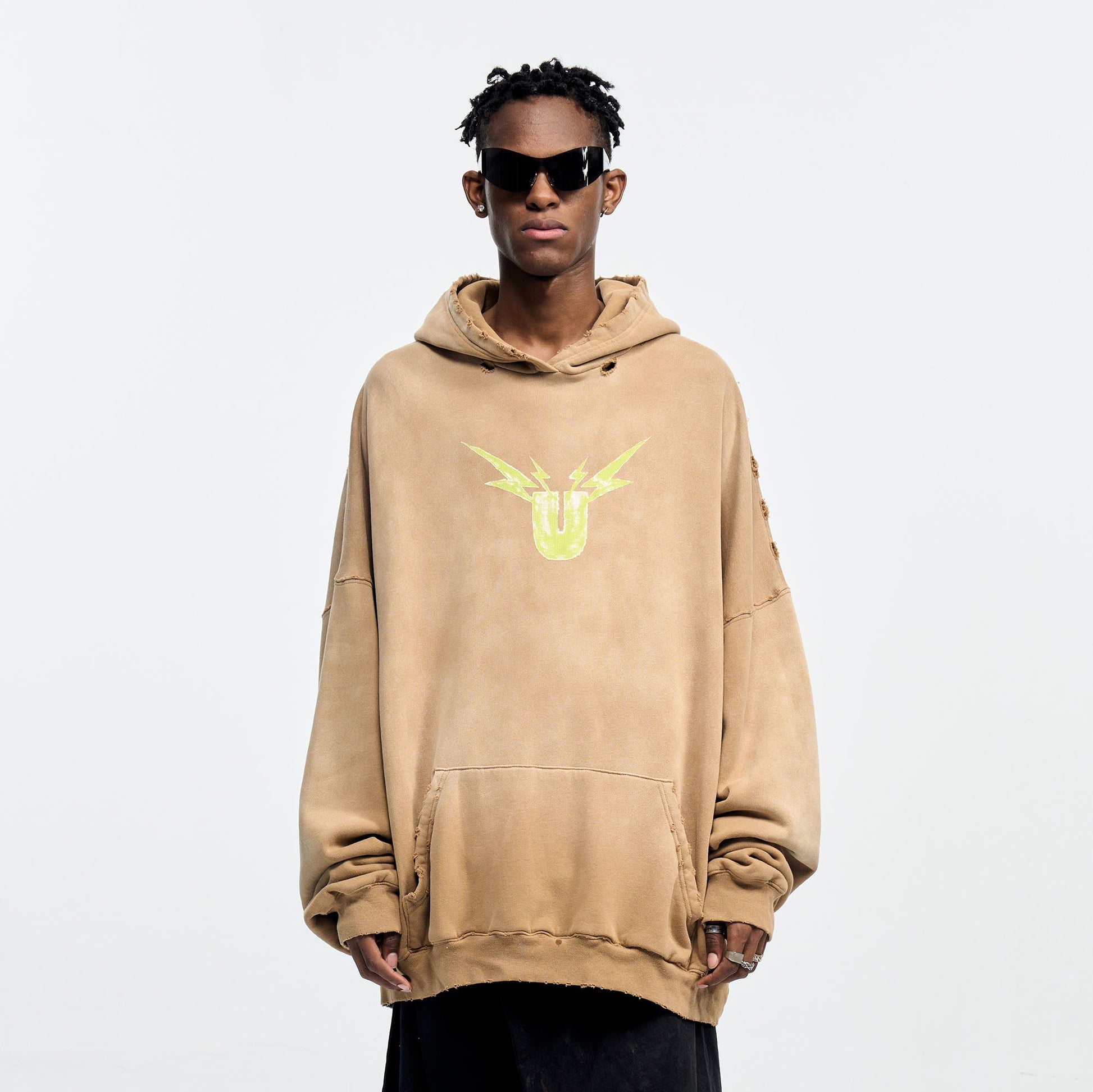 ULIPERY Distressed Gradient Oversized Hoodie Brown-Hoodie-XS (1)-Free Shipping Leatheretro