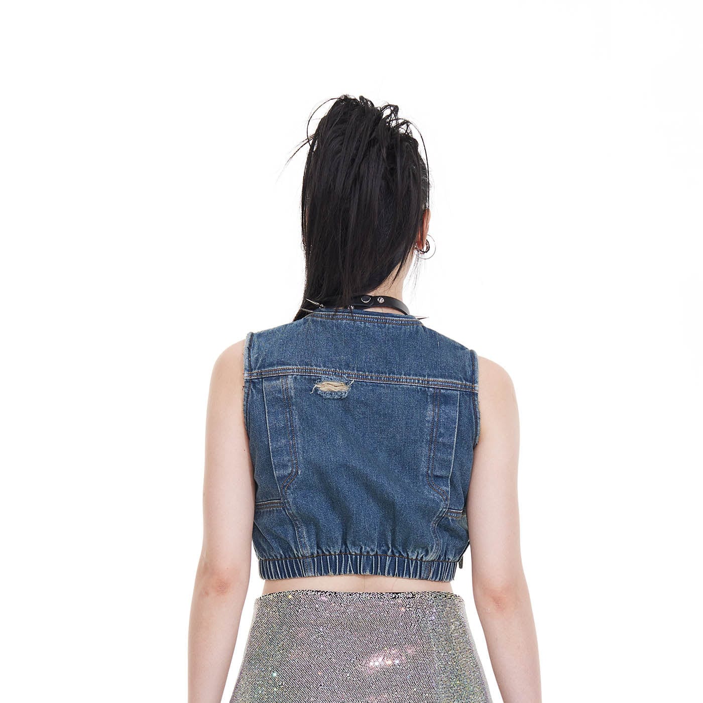 FACEONLAB Deconstructed Ripped Biker's Vest-T Shirt-S-Free Shipping Leatheretro