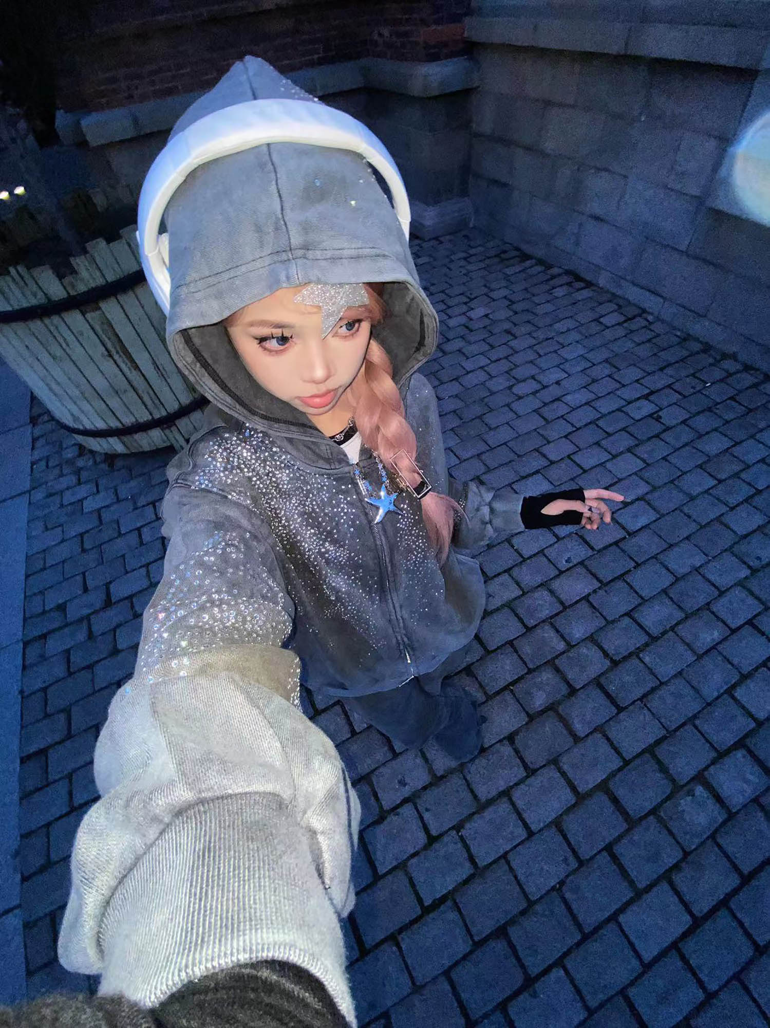 DND4DES Diamond Distressed Zip-Up Hoodie-Hoodie-S-Free Shipping Leatheretro