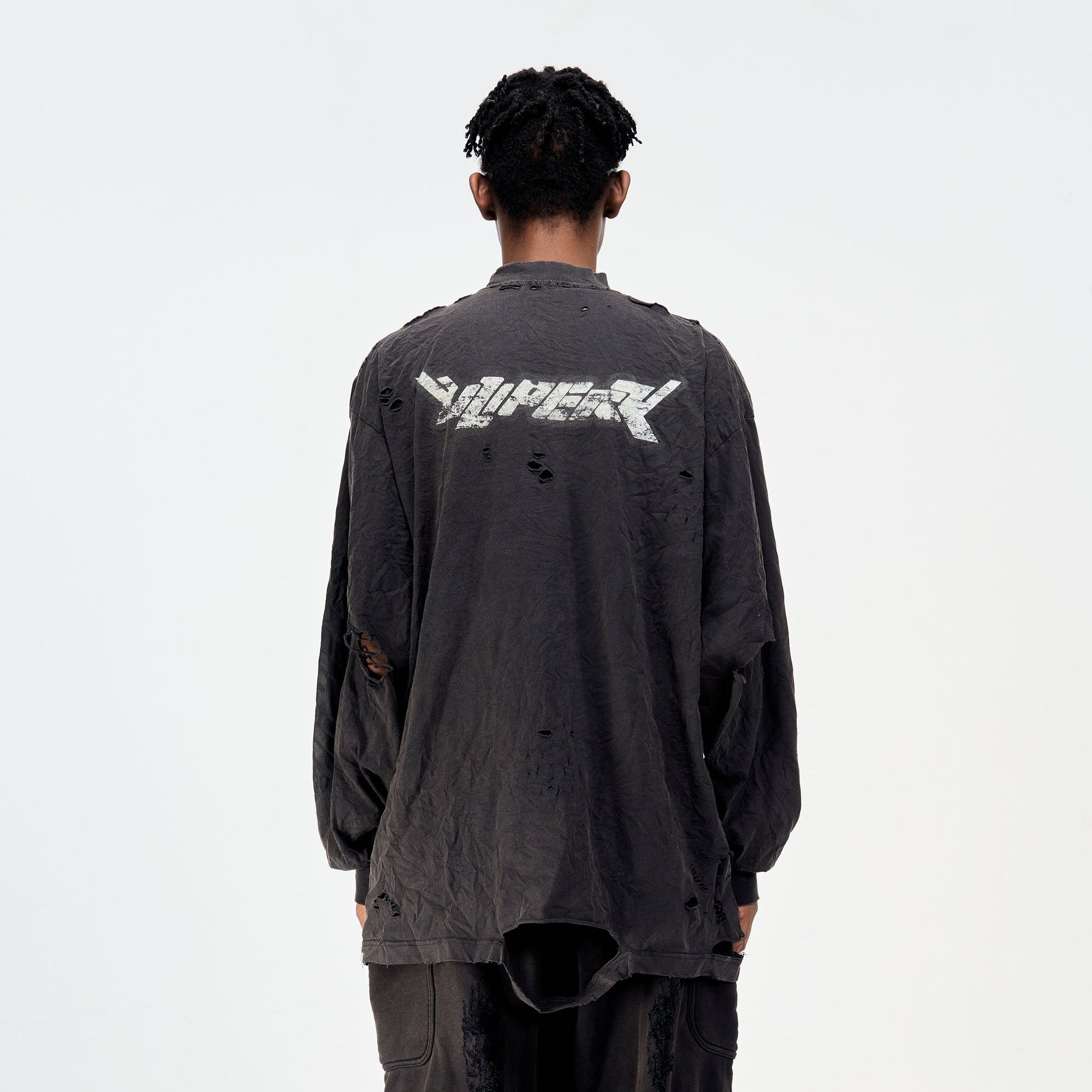 ULIPERY Distressed Glow Crinkled Long Sleeve Tee-L/S Tee-XS-Free Shipping Leatheretro