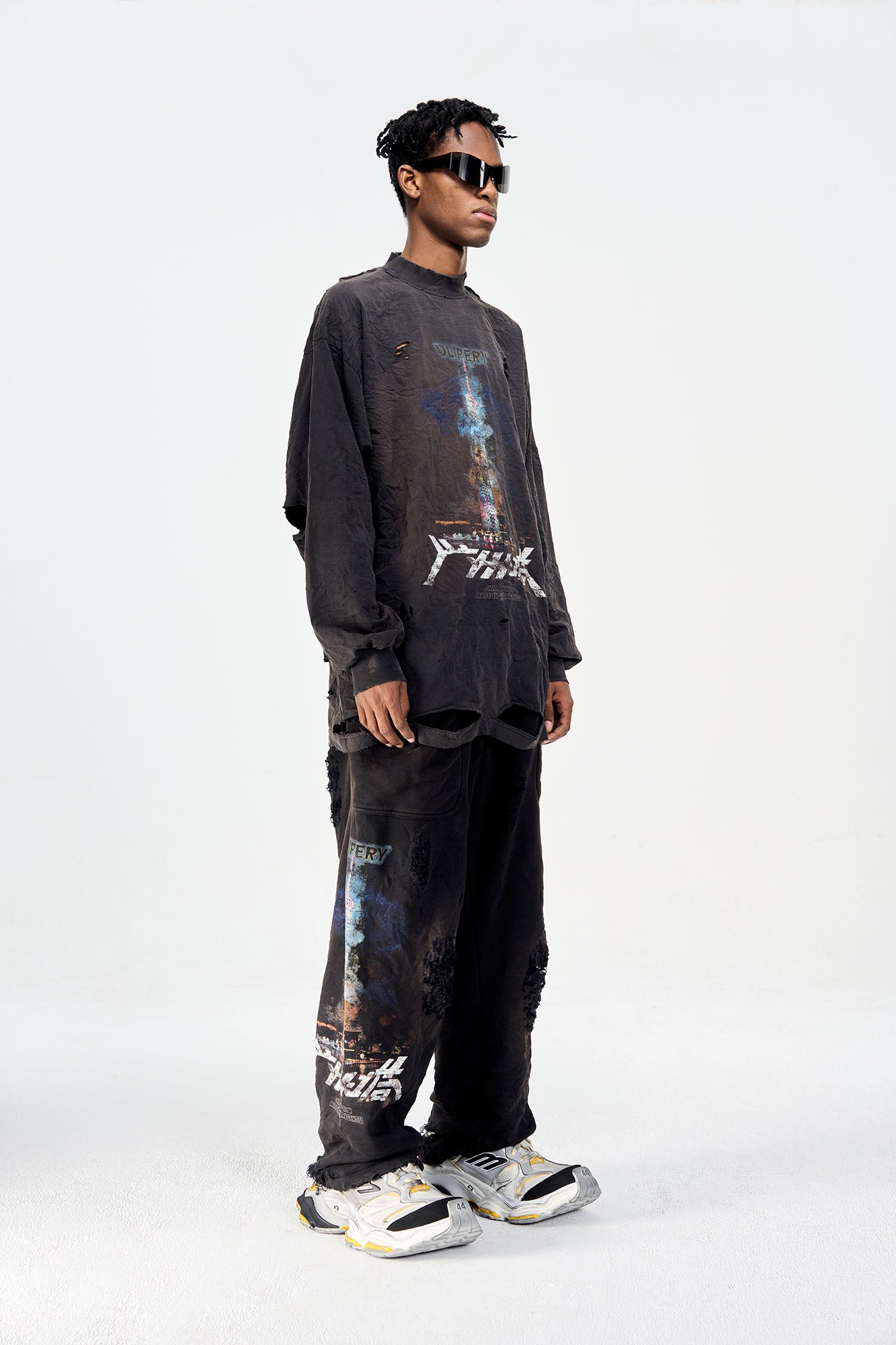 ULIPERY Distressed Glow Crinkled Long Sleeve Tee-L/S Tee-XS-Free Shipping Leatheretro
