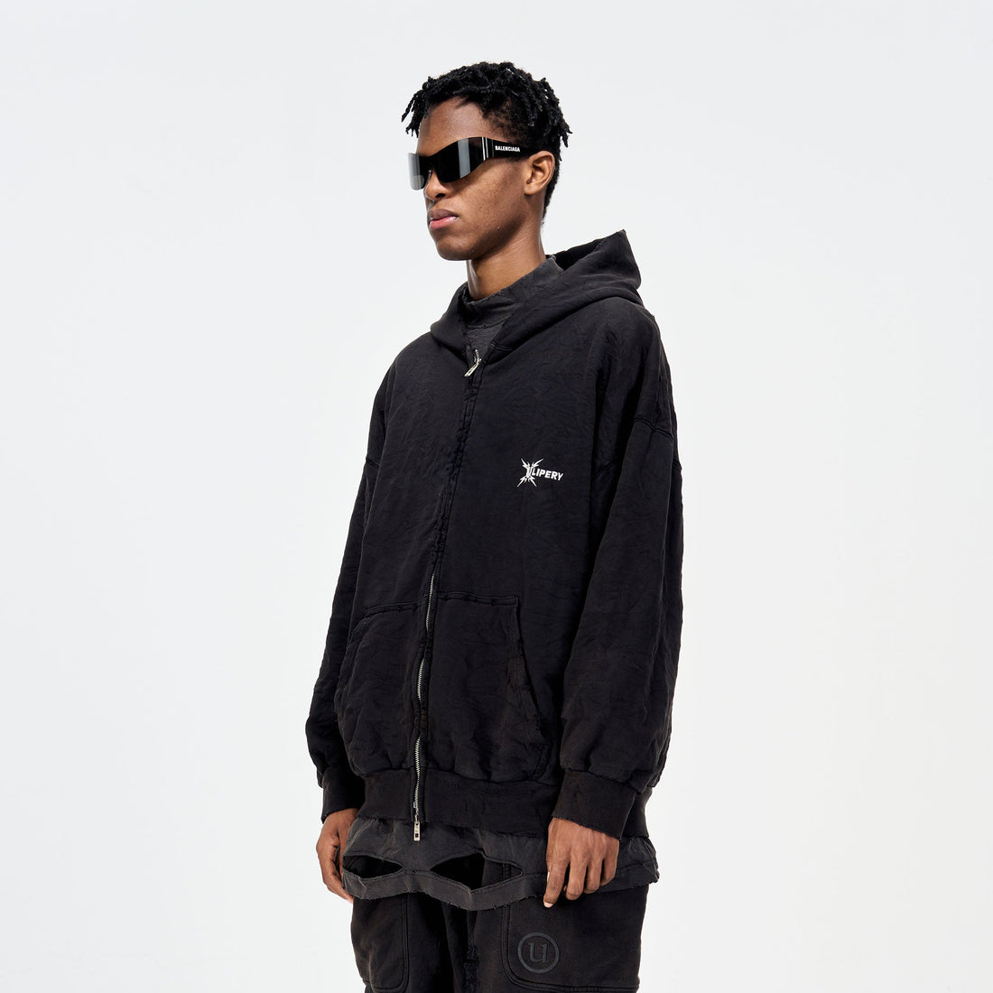 ULIPERY Distressed Crinkled Hooded Jacket-Jacket-XS-Free Shipping Leatheretro