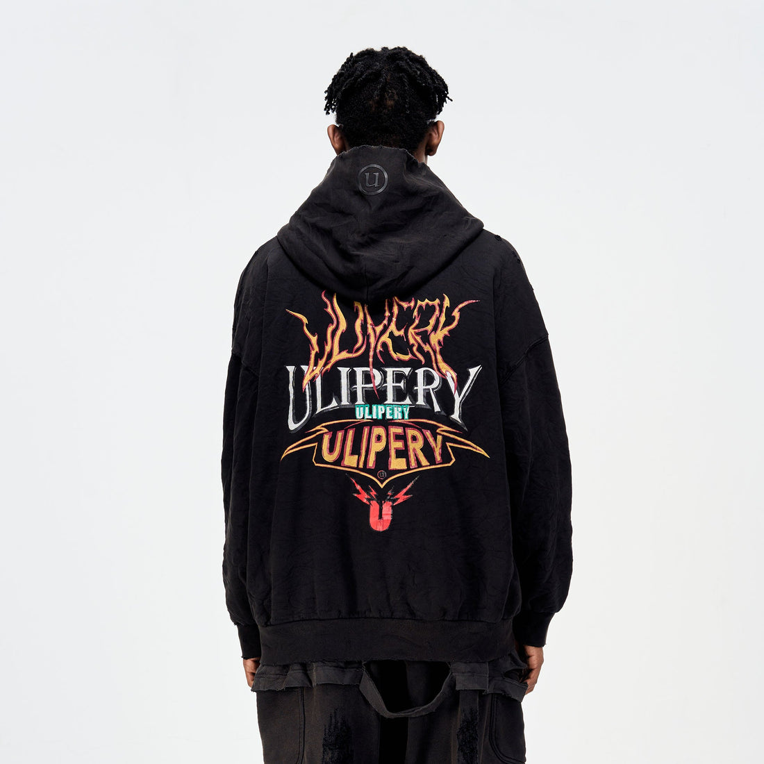 ULIPERY Distressed Crinkled Hooded Jacket-Jacket-XS-Free Shipping Leatheretro