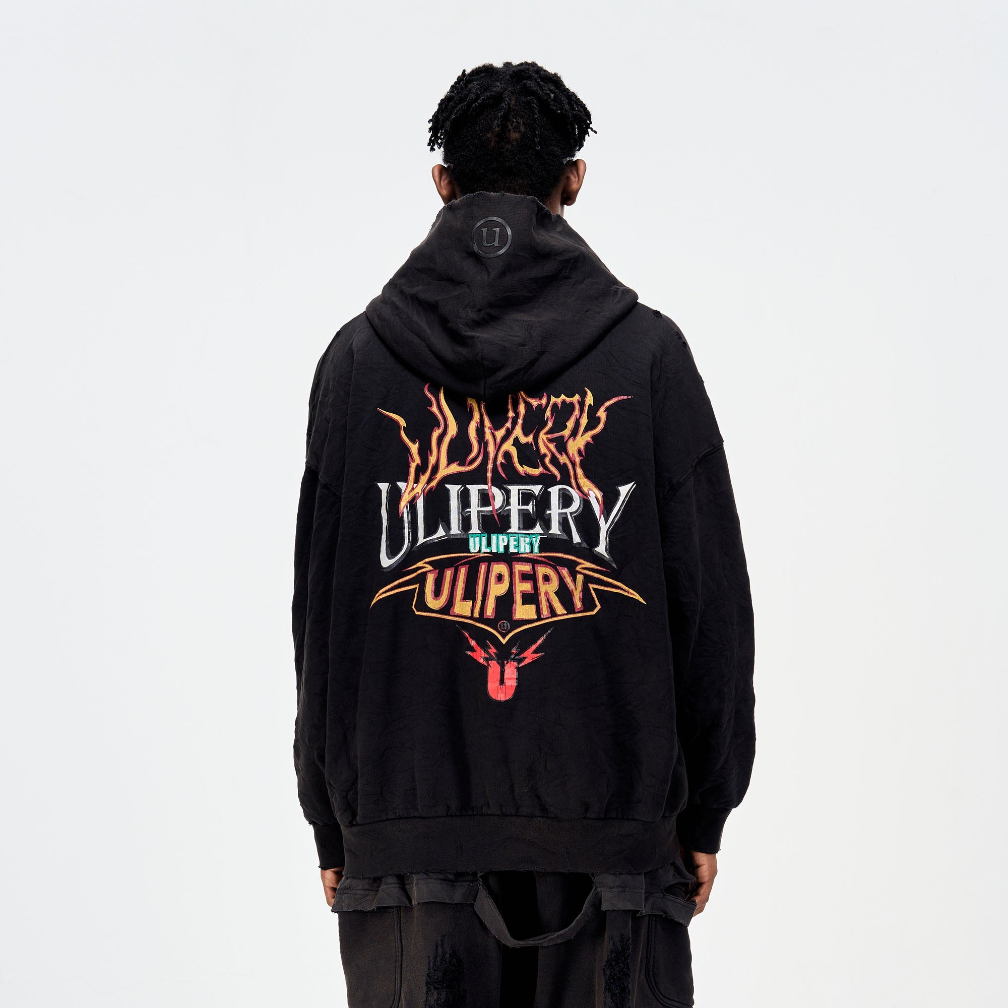ULIPERY Distressed Crinkled Hooded Jacket-Jacket-XS-Free Shipping Leatheretro