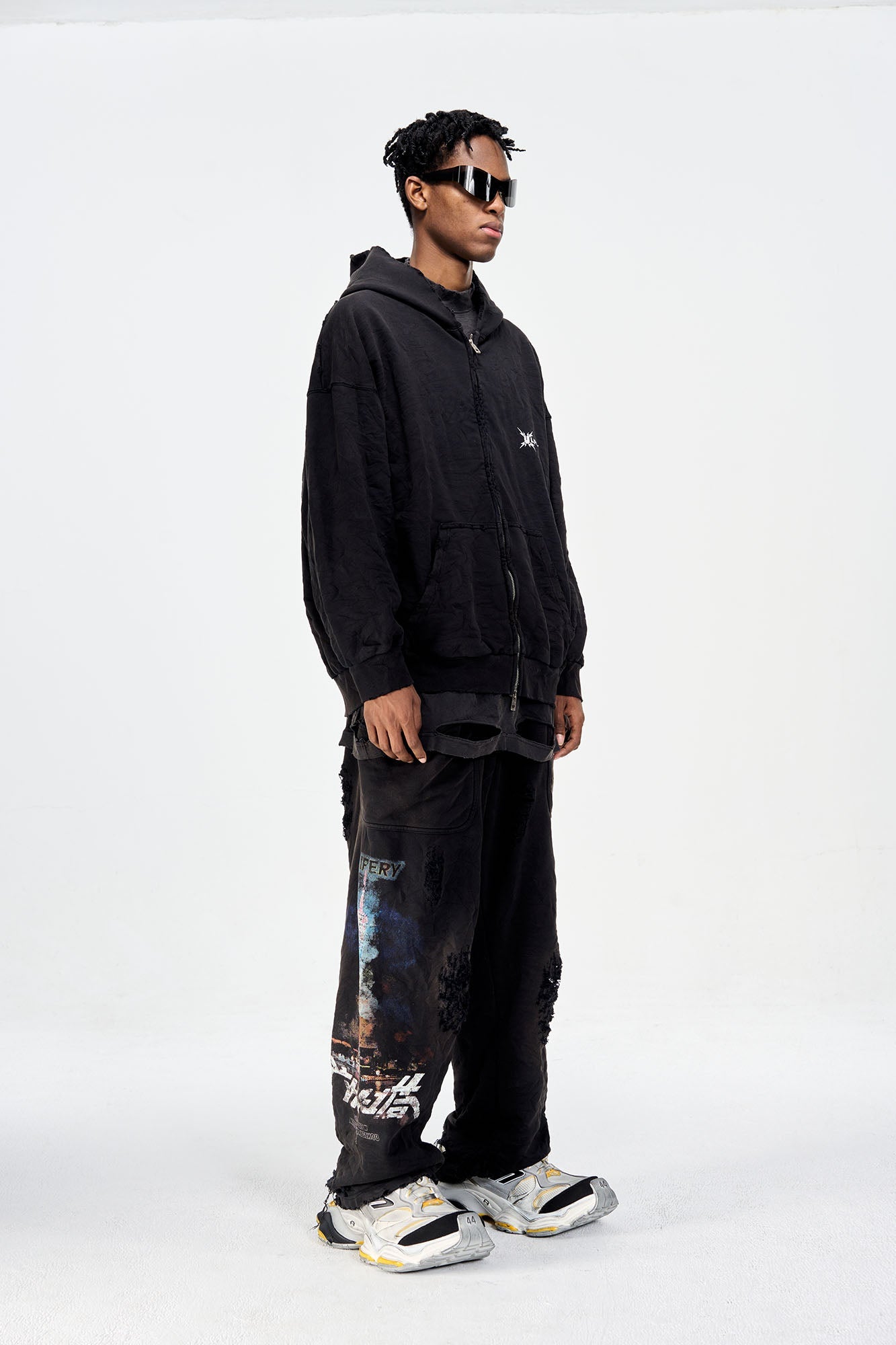 ULIPERY Distressed Crinkled Hooded Jacket-Jacket-XS-Free Shipping Leatheretro
