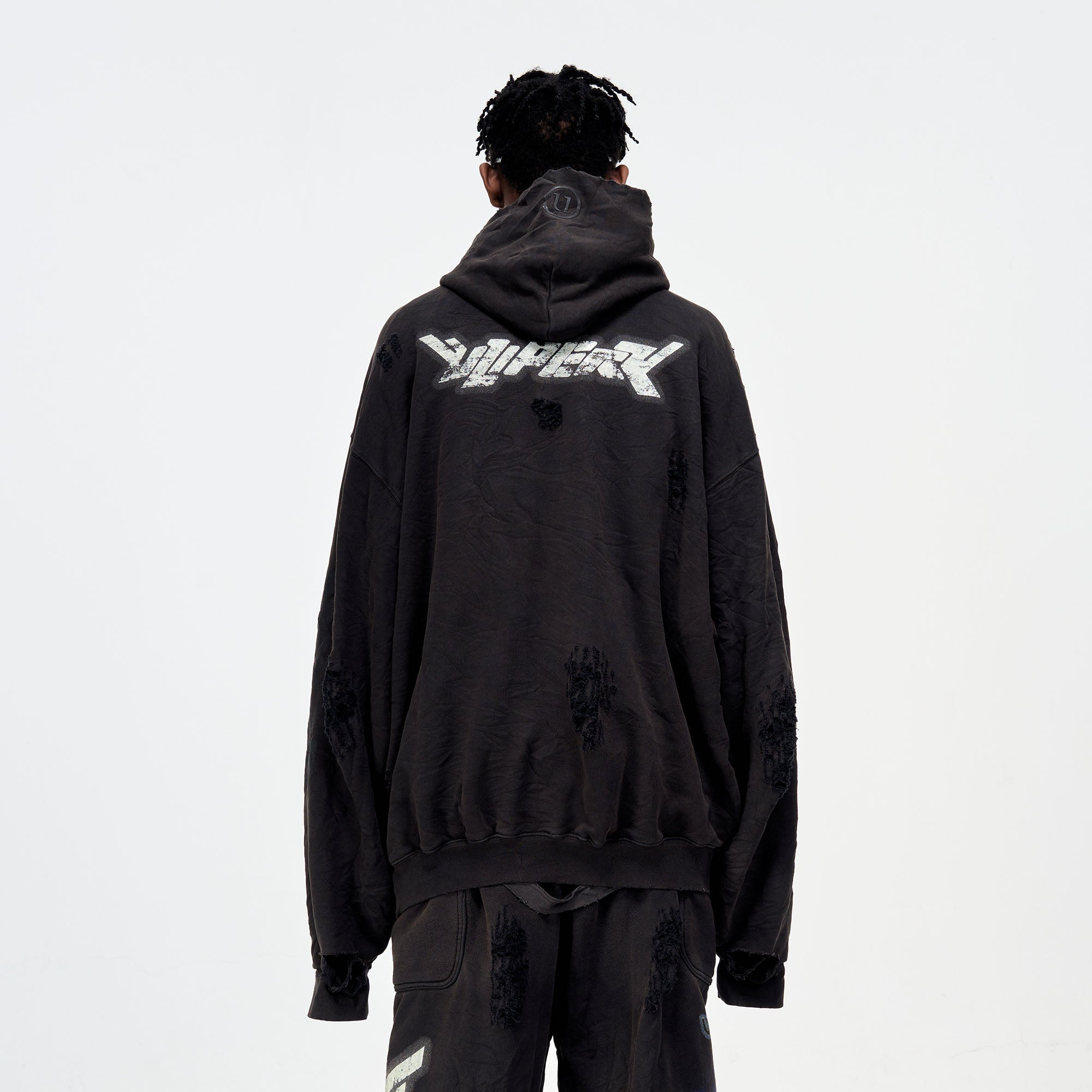 ULIPERY Distressed Glow Crinkled Hoodie-Hoodie-XS-Free Shipping Leatheretro