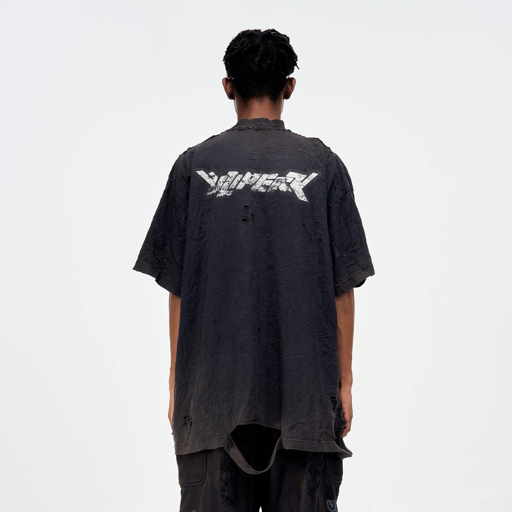 ULIPERY Distressed Glow Crinkled T-Shirt-T Shirt-XS-Free Shipping Leatheretro