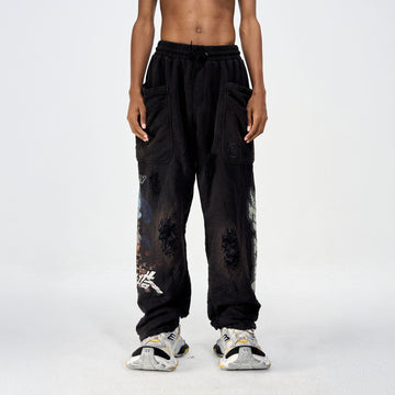 ULIPERY Distressed Glow Crinkled Sweatpants-Pants-XS-Free Shipping Leatheretro