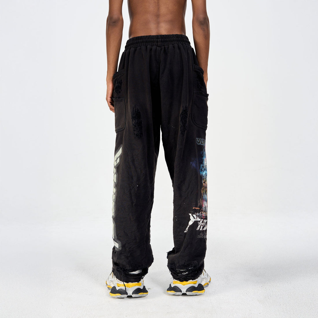 ULIPERY Distressed Glow Crinkled Sweatpants-Pants-XS-Free Shipping Leatheretro