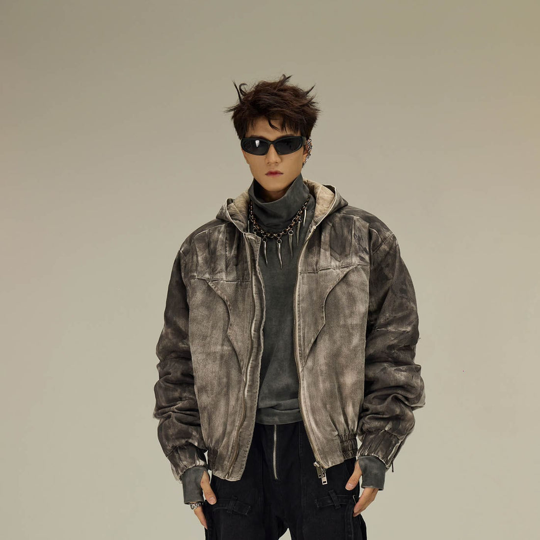 FLYERRER Distressed Crinkled Dirty Fit Jacket-Jacket-S-Free Shipping Leatheretro